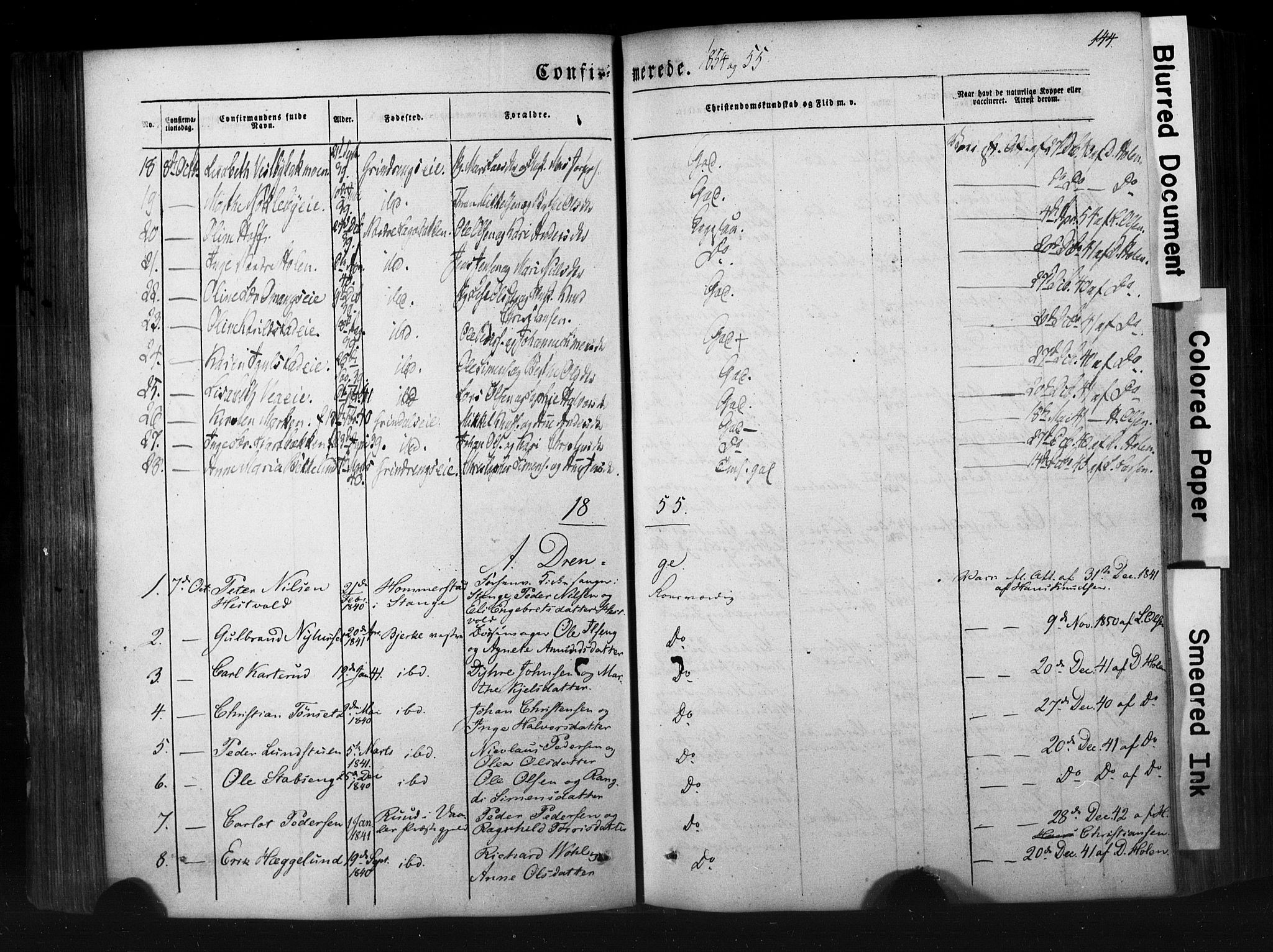 Løten prestekontor, AV/SAH-PREST-022/K/Ka/L0007: Parish register (official) no. 7, 1850-1859, p. 144