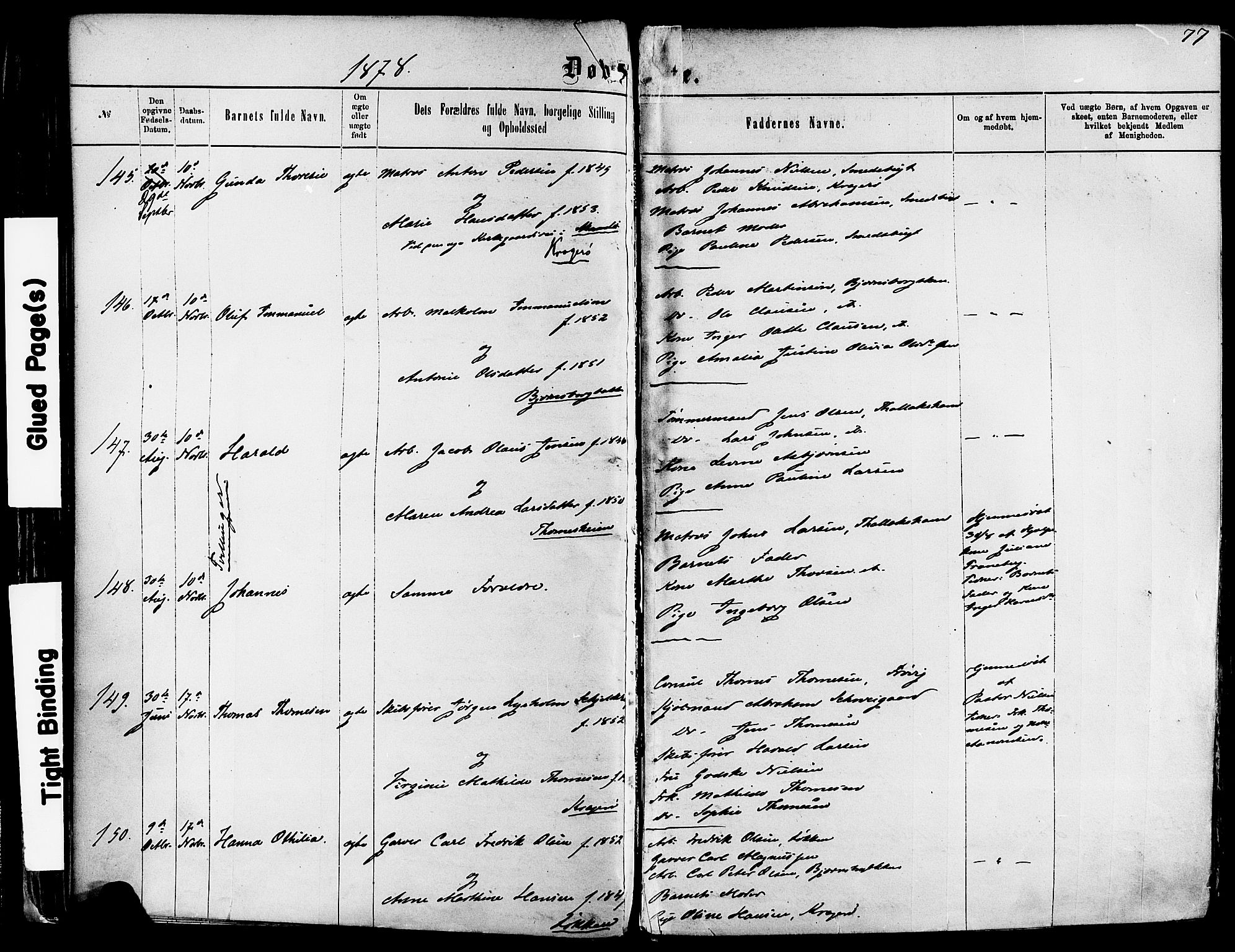 Kragerø kirkebøker, SAKO/A-278/F/Fa/L0011: Parish register (official) no. 11, 1875-1886, p. 77