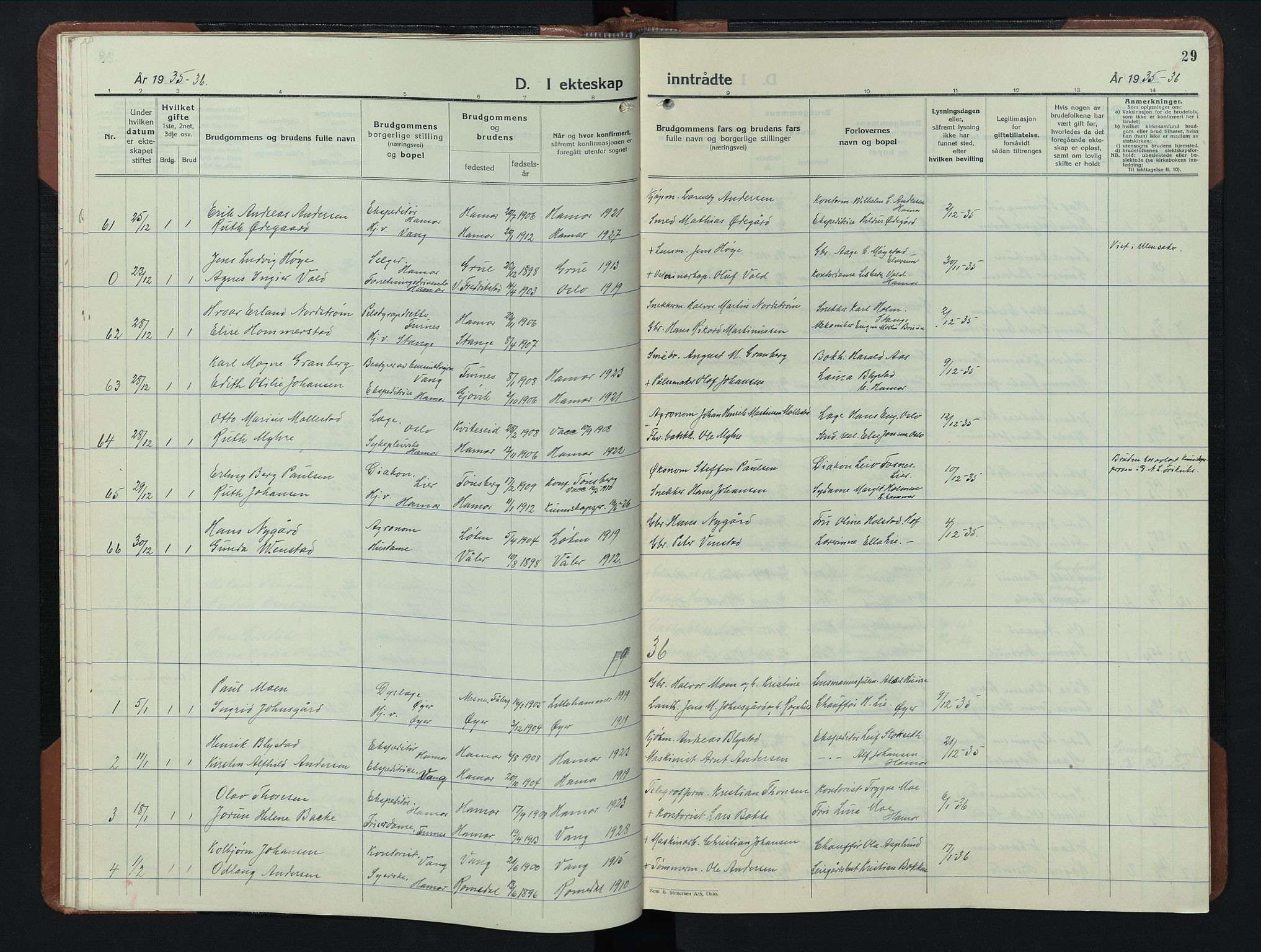 Hamar prestekontor, AV/SAH-DOMPH-002/H/Ha/Hab/L0006: Parish register (copy) no. 6, 1931-1950, p. 29