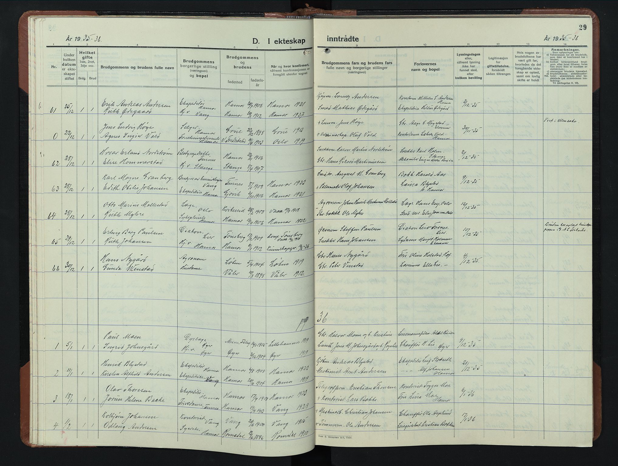 Hamar prestekontor, SAH/DOMPH-002/H/Ha/Hab/L0006: Parish register (copy) no. 6, 1931-1950, p. 29