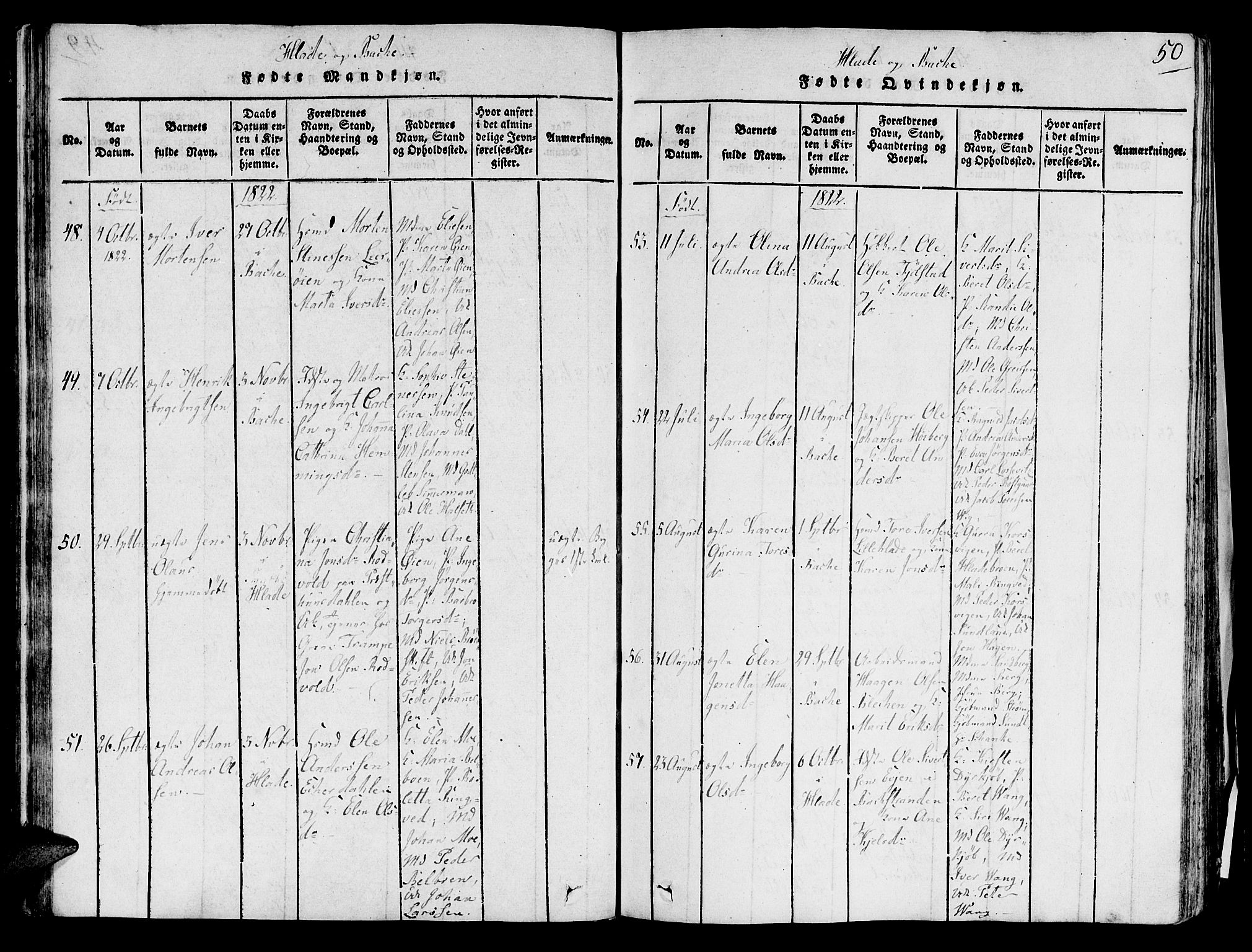 Ministerialprotokoller, klokkerbøker og fødselsregistre - Sør-Trøndelag, AV/SAT-A-1456/606/L0283: Parish register (official) no. 606A03 /1, 1818-1823, p. 50