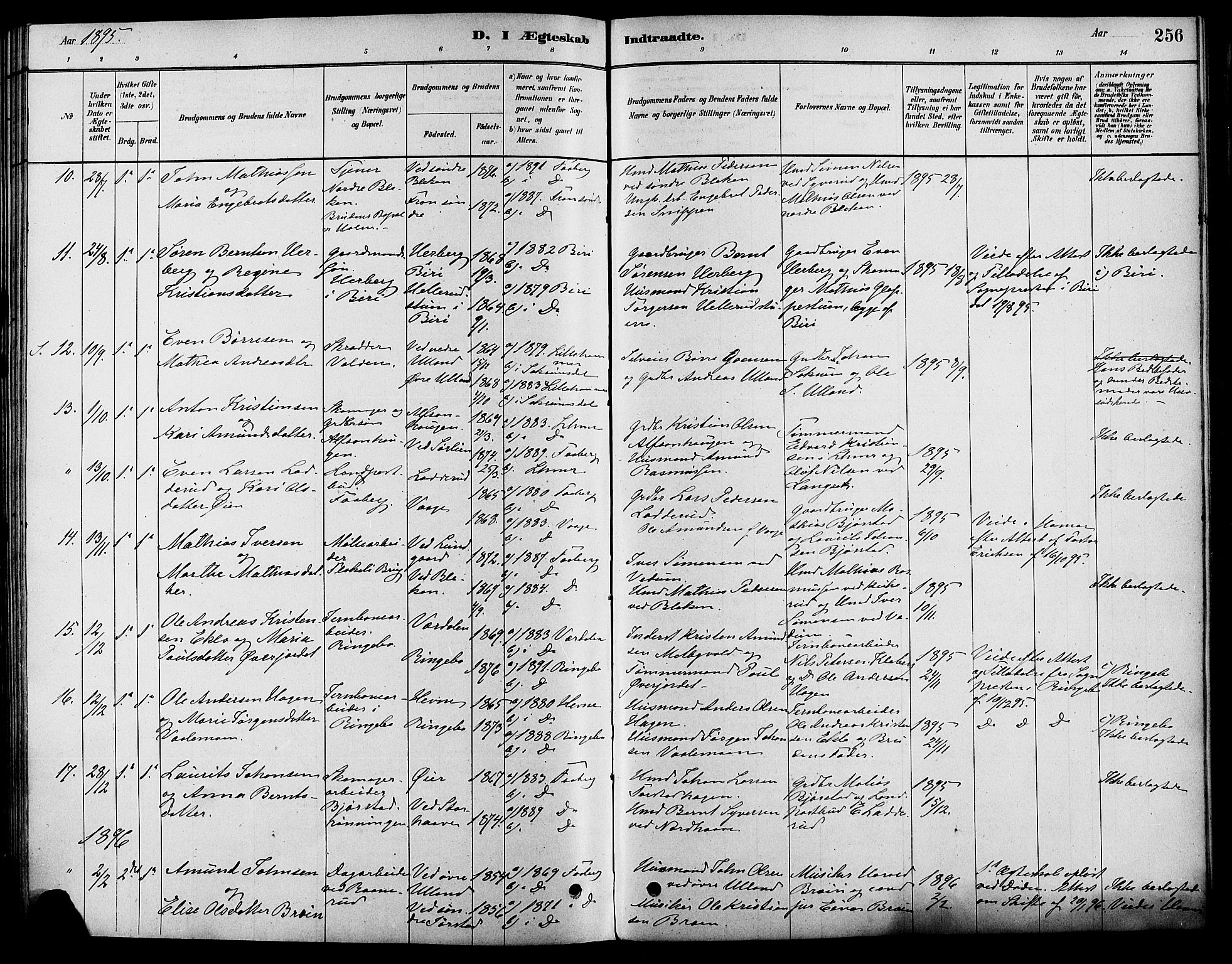 Fåberg prestekontor, AV/SAH-PREST-086/H/Ha/Haa/L0008: Parish register (official) no. 8, 1879-1898, p. 256