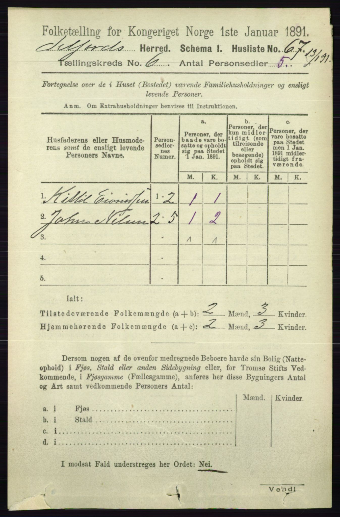 RA, 1891 census for 0828 Seljord, 1891, p. 2205