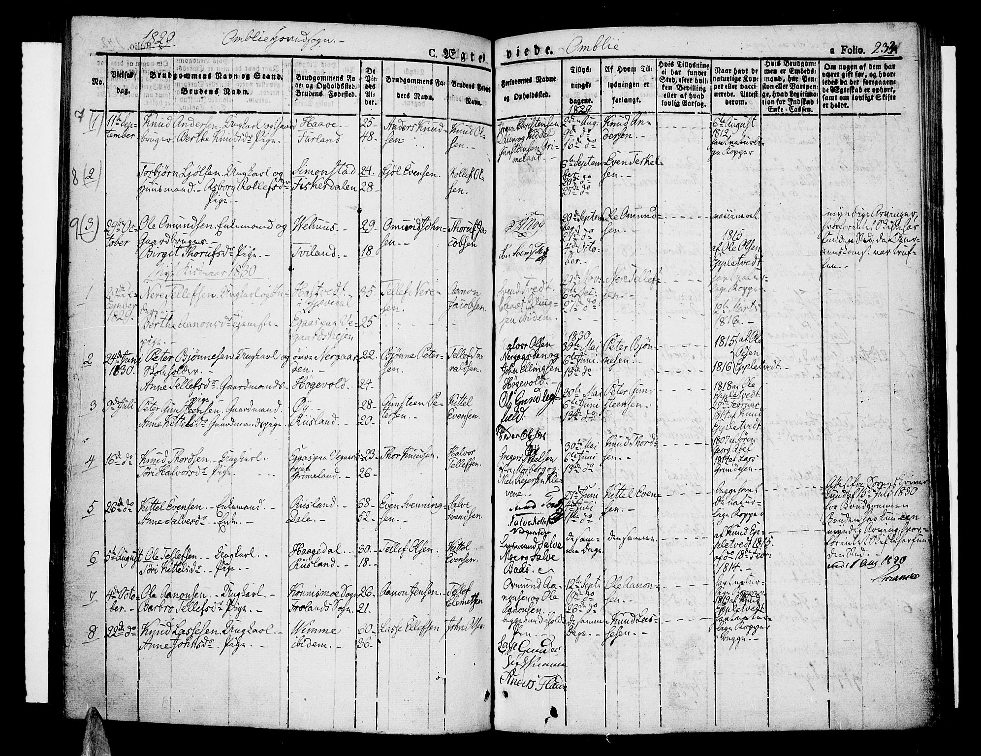 Åmli sokneprestkontor, SAK/1111-0050/F/Fa/Fac/L0007: Parish register (official) no. A 7 /1, 1829-1851, p. 233