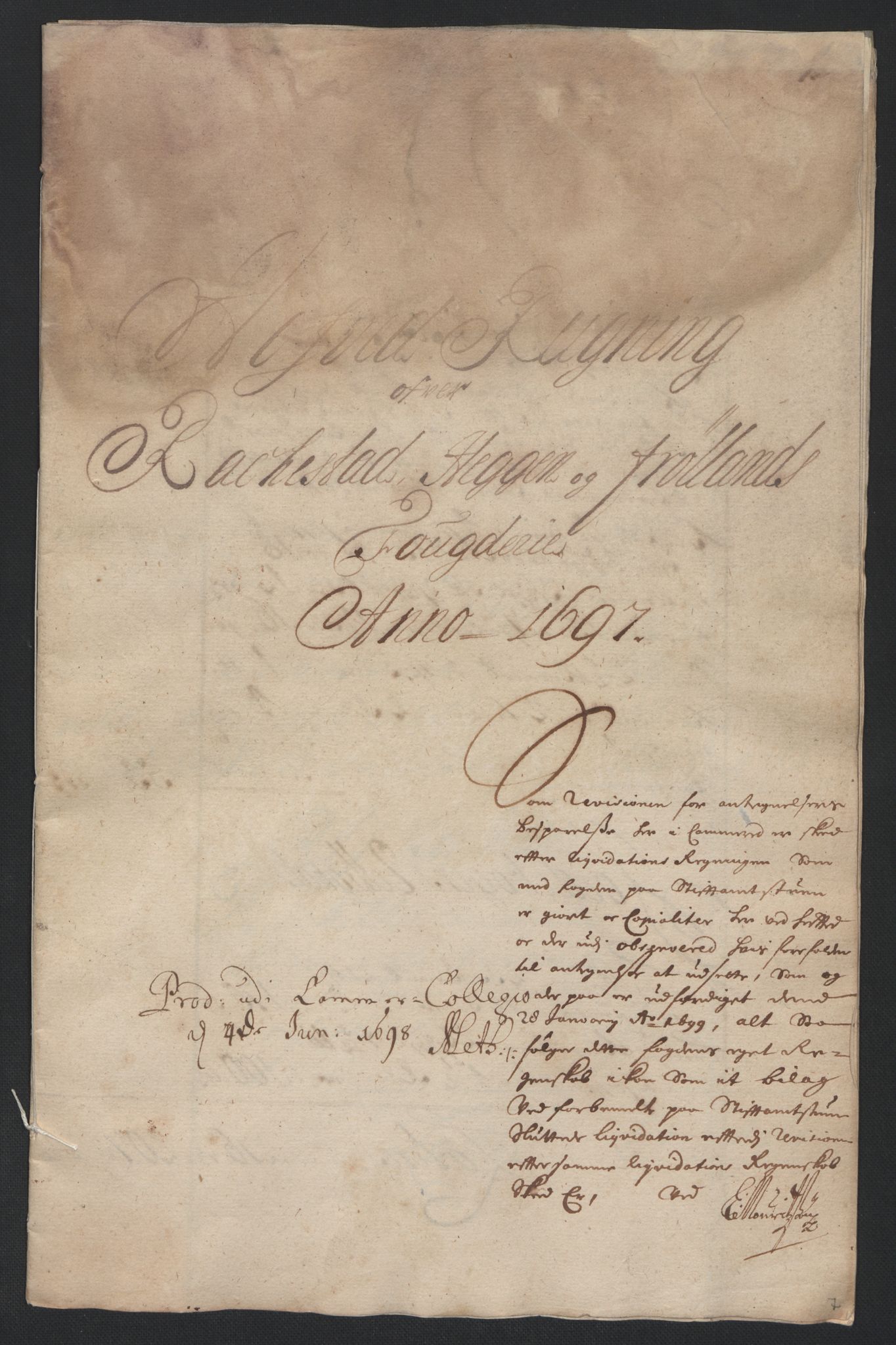Rentekammeret inntil 1814, Reviderte regnskaper, Fogderegnskap, AV/RA-EA-4092/R07/L0287: Fogderegnskap Rakkestad, Heggen og Frøland, 1697, p. 9
