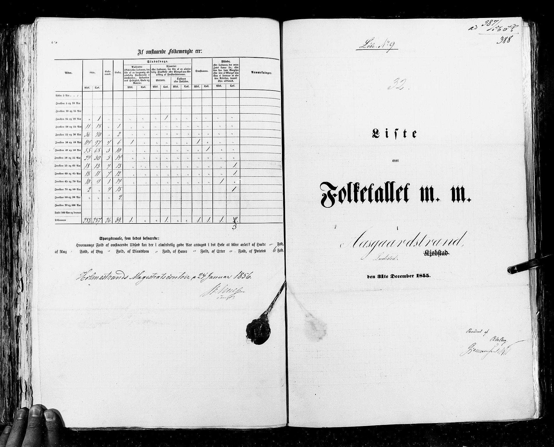 RA, Census 1855, vol. 7: Fredrikshald-Kragerø, 1855, p. 388