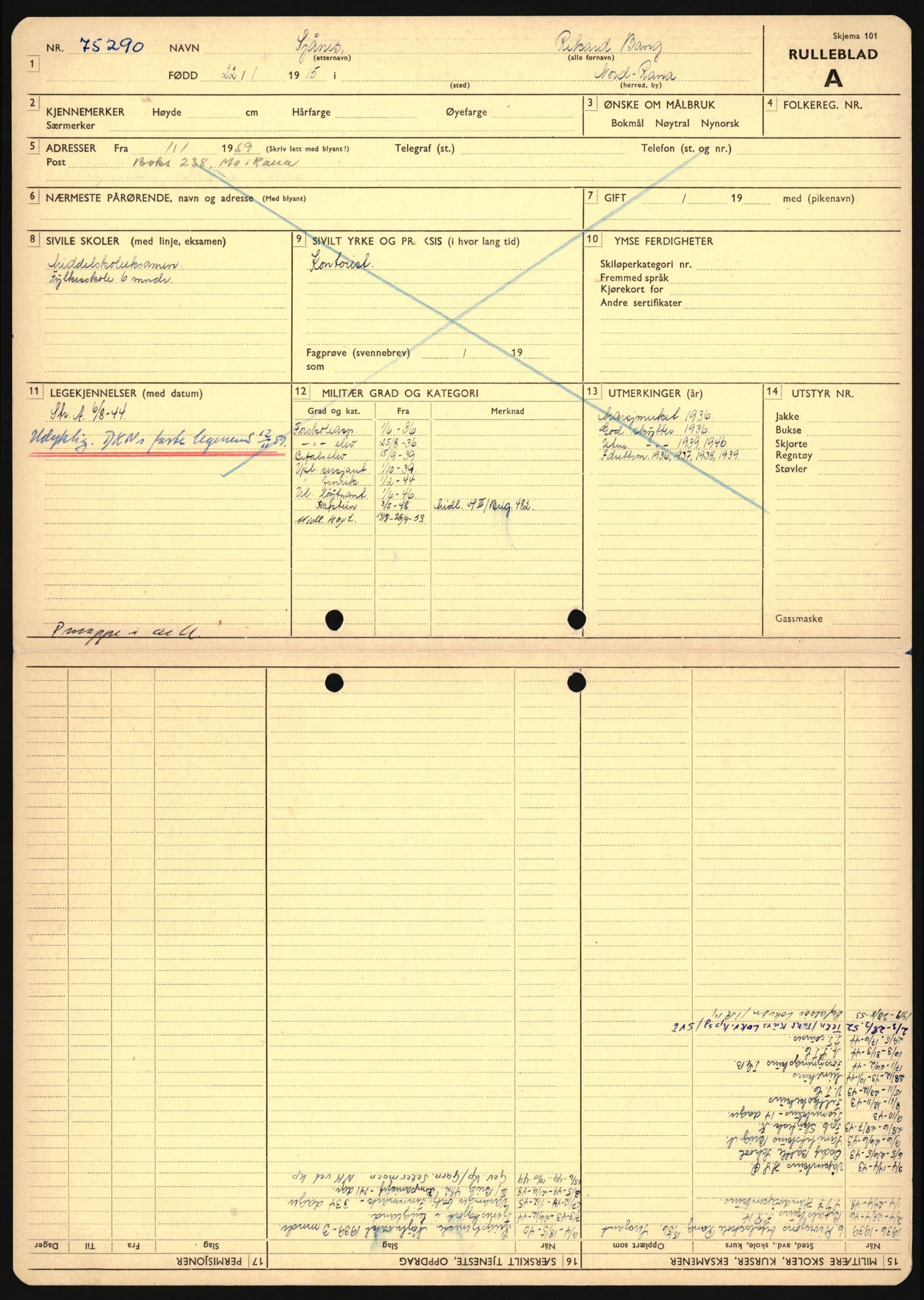 Forsvaret, Sør-Hålogaland landforsvar, AV/RA-RAFA-2552/P/Pa/L0302: Personellmapper for slettet personell, yrkesbefal og vernepliktig befal, født 1913-1916, 1932-1976, p. 380