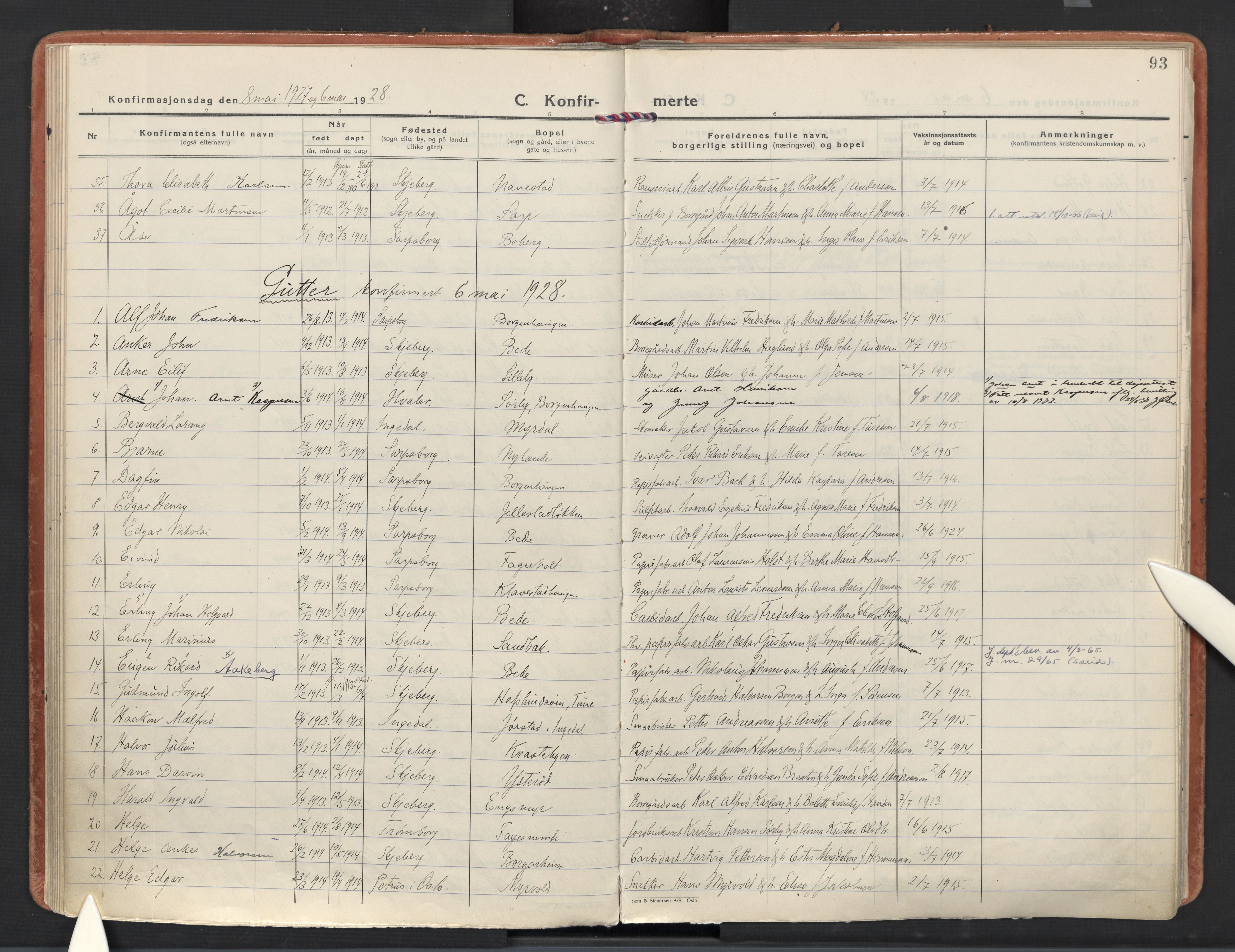 Skjeberg prestekontor Kirkebøker, AV/SAO-A-10923/F/Fd/L0002: Parish register (official) no. IV 2, 1926-1936, p. 93