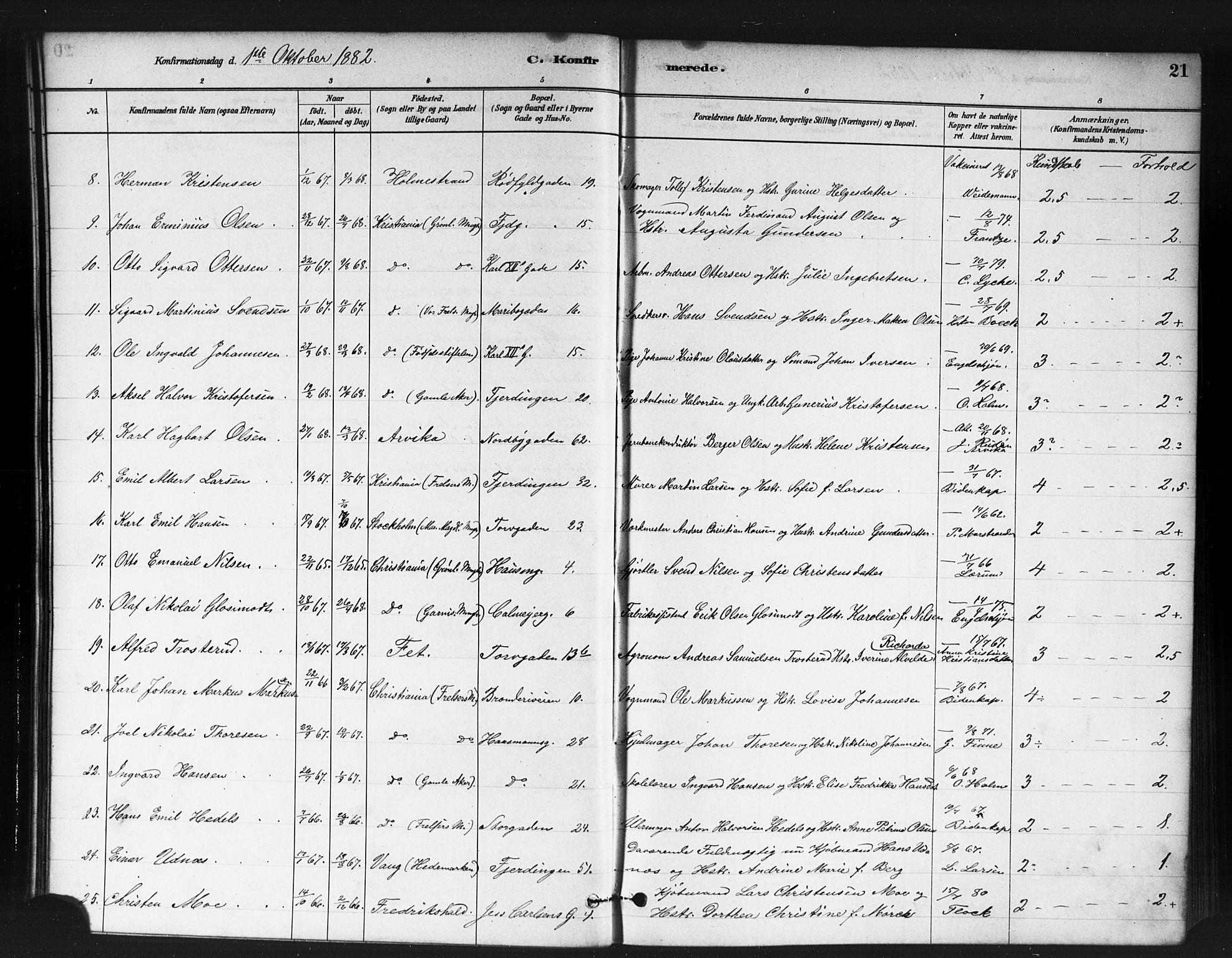 Jakob prestekontor Kirkebøker, AV/SAO-A-10850/F/Fa/L0004: Parish register (official) no. 4, 1880-1894, p. 21