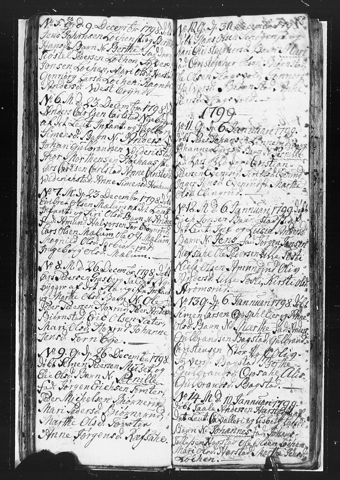 Romedal prestekontor, SAH/PREST-004/L/L0002: Parish register (copy) no. 2, 1795-1800, p. 56-57