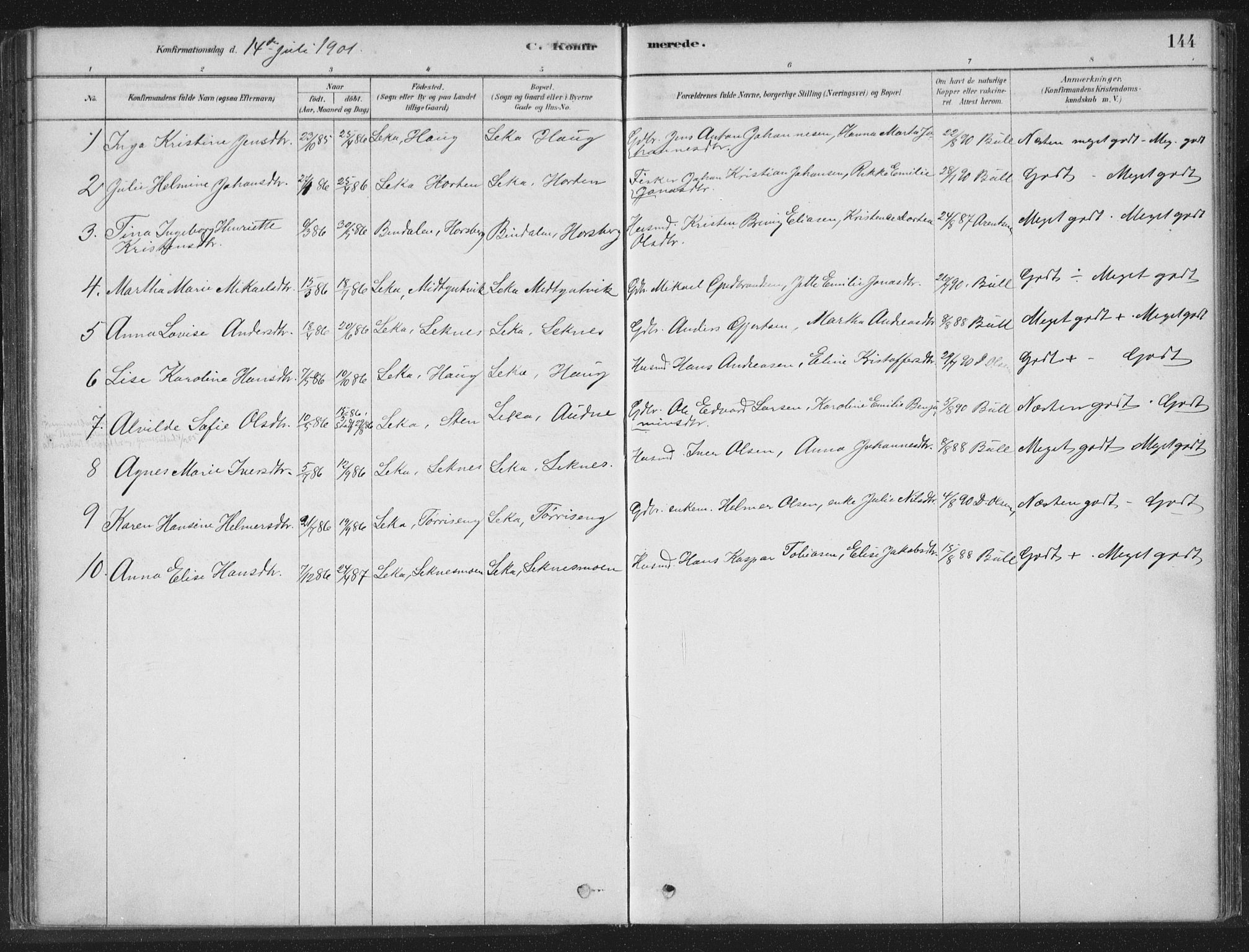 Ministerialprotokoller, klokkerbøker og fødselsregistre - Nord-Trøndelag, AV/SAT-A-1458/788/L0697: Parish register (official) no. 788A04, 1878-1902, p. 144