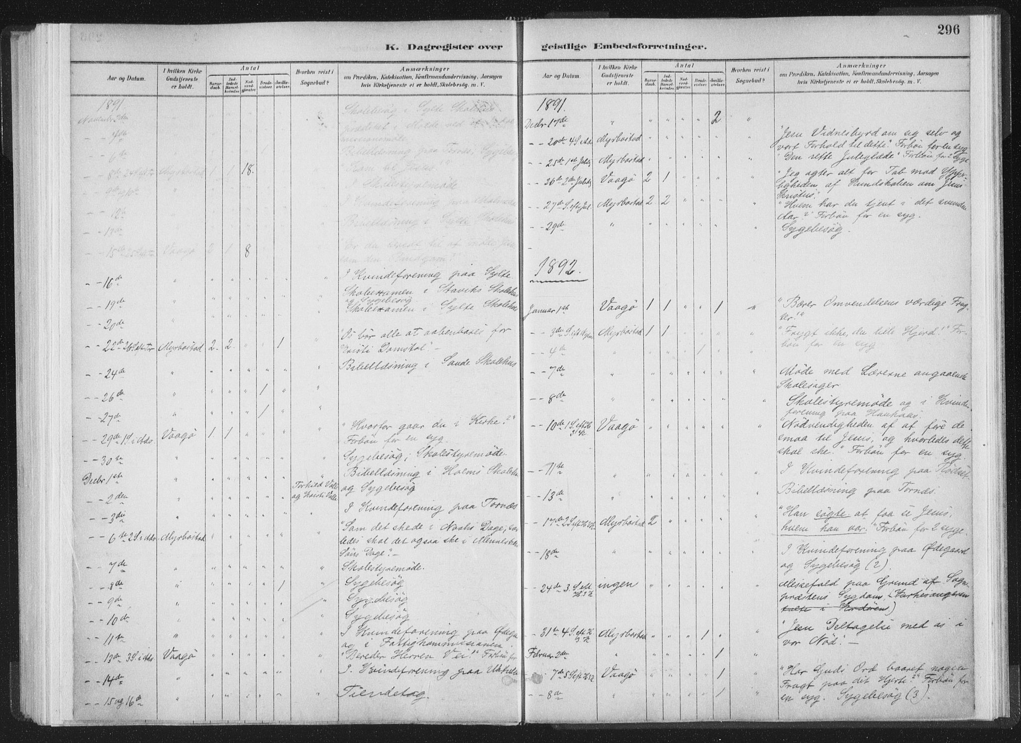 Ministerialprotokoller, klokkerbøker og fødselsregistre - Møre og Romsdal, AV/SAT-A-1454/564/L0740: Parish register (official) no. 564A01, 1880-1899, p. 296