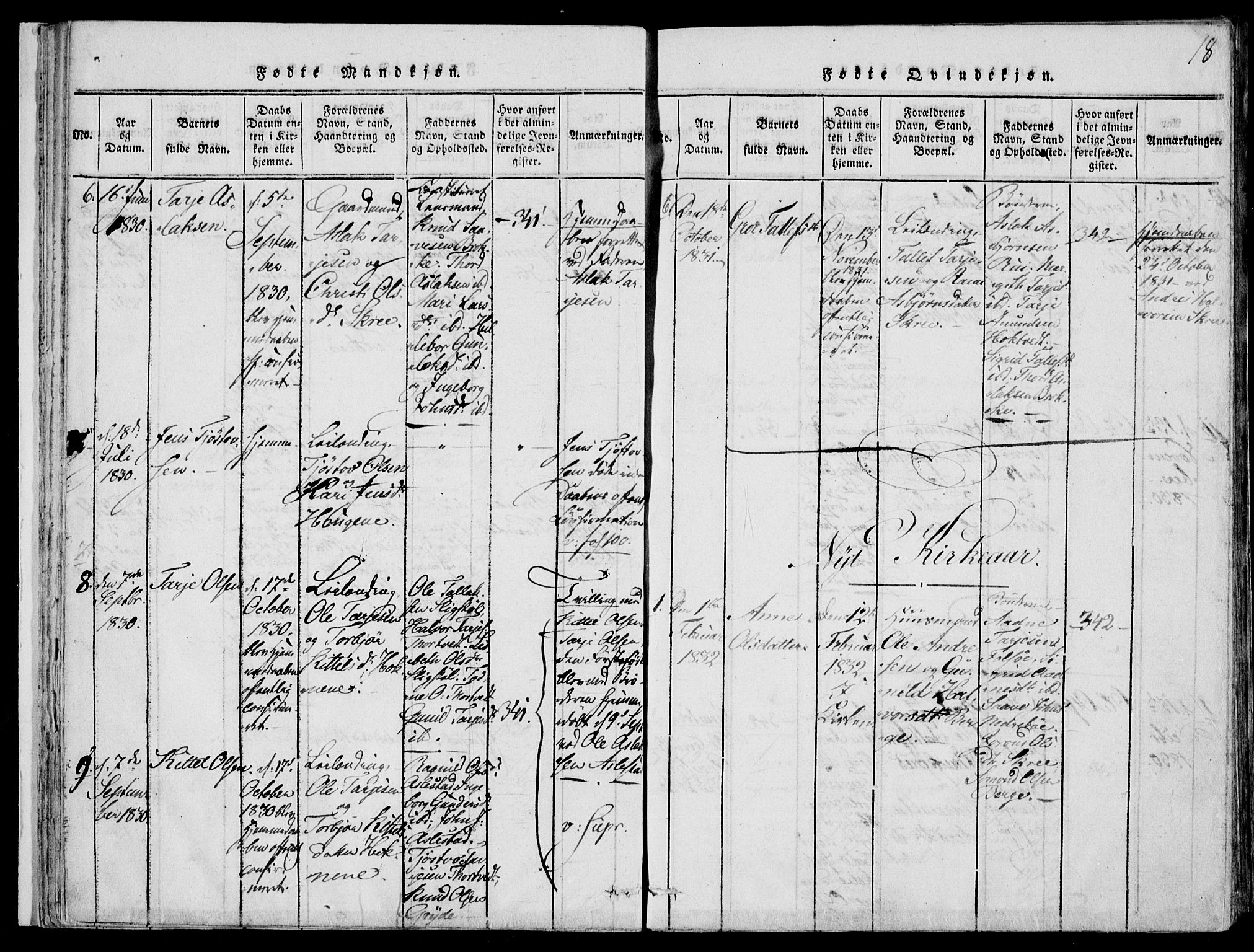 Fyresdal kirkebøker, AV/SAKO-A-263/F/Fb/L0001: Parish register (official) no. II 1, 1815-1854, p. 18