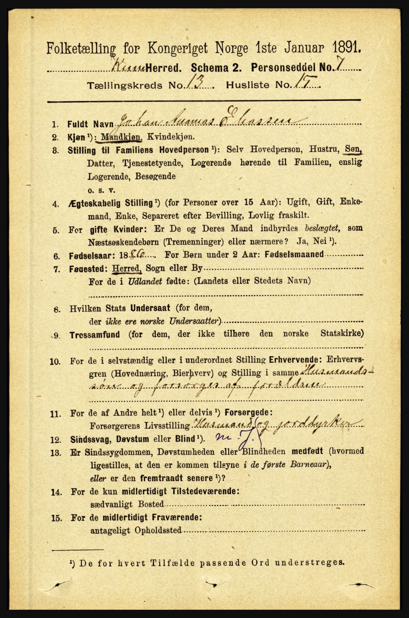 RA, 1891 census for 1437 Kinn, 1891, p. 5175