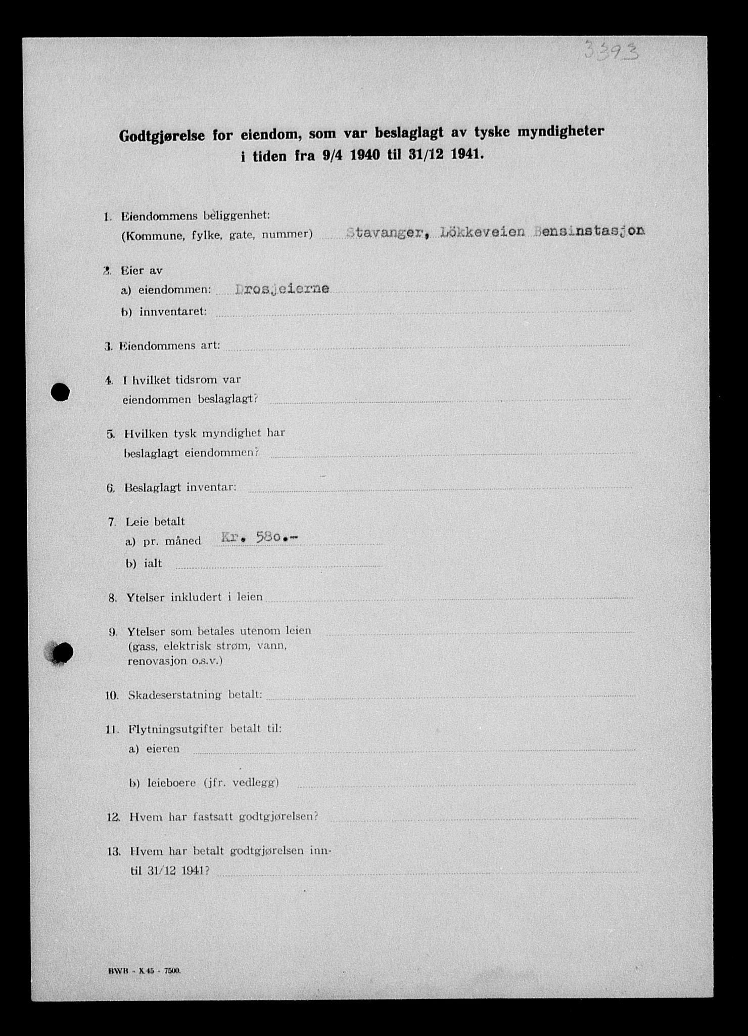 Justisdepartementet, Tilbakeføringskontoret for inndratte formuer, AV/RA-S-1564/I/L1014: Godtgjørelse for beslaglagt eiendom, 1940-1941, p. 27