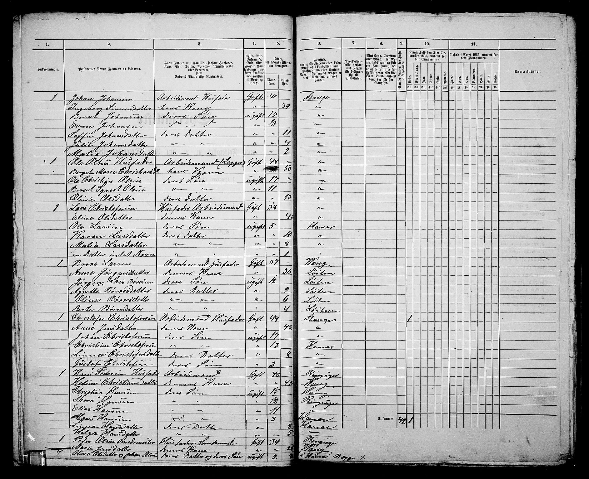 RA, 1865 census for Vang/Hamar, 1865, p. 30