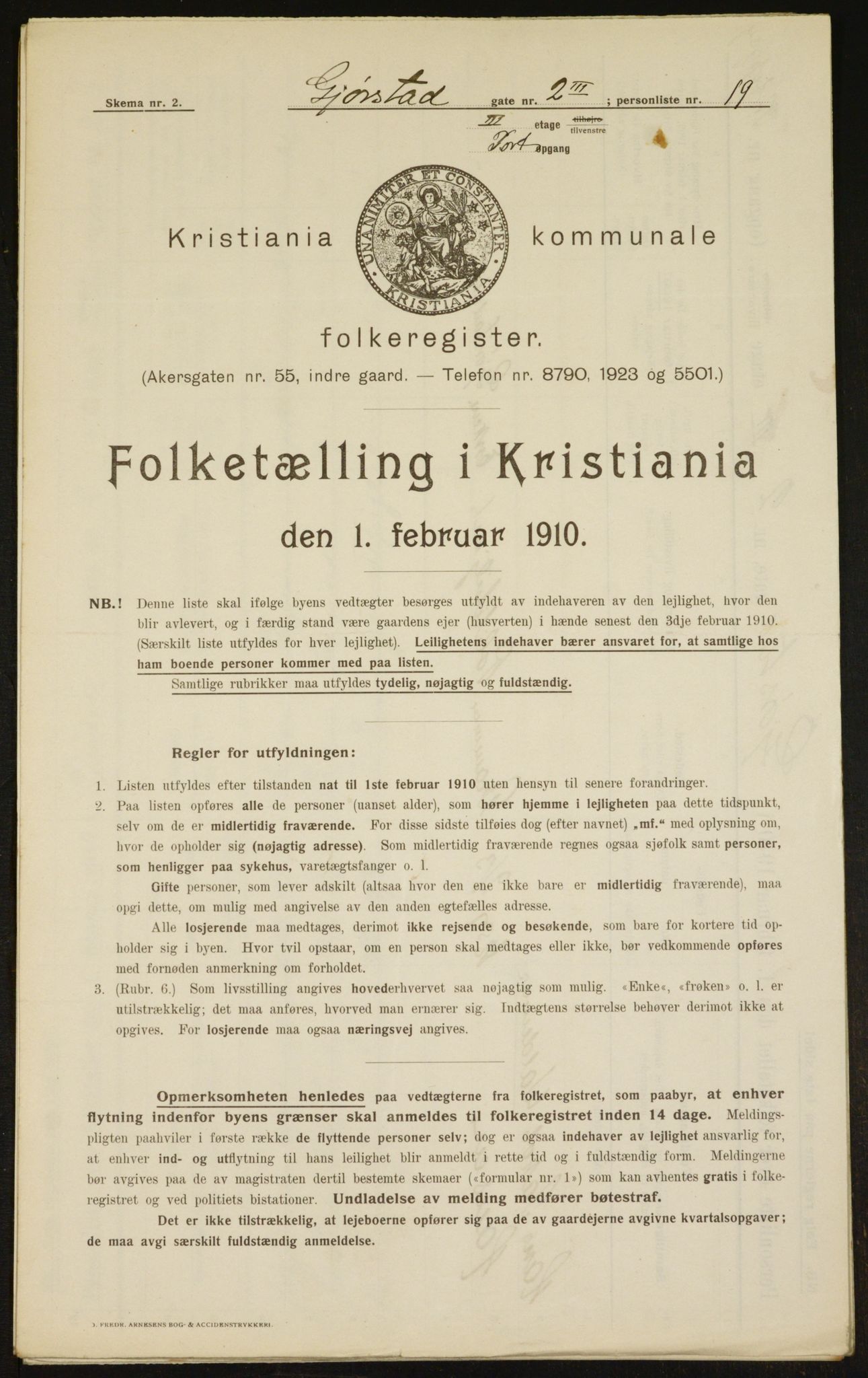 OBA, Municipal Census 1910 for Kristiania, 1910, p. 27851