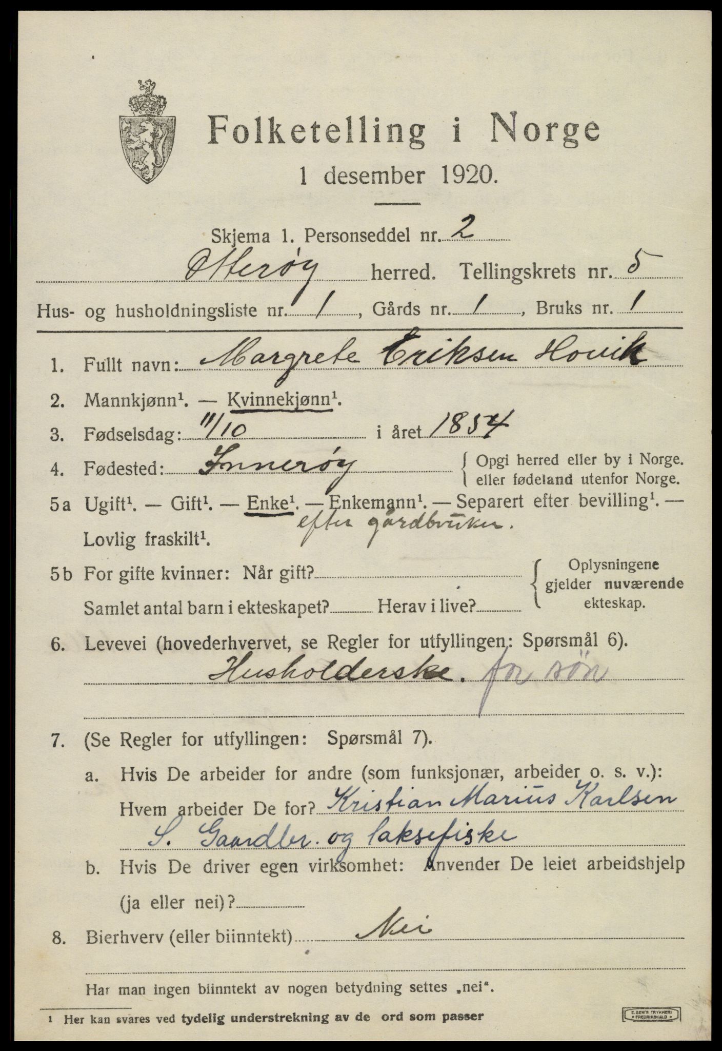 SAT, 1920 census for Otterøy, 1920, p. 1957