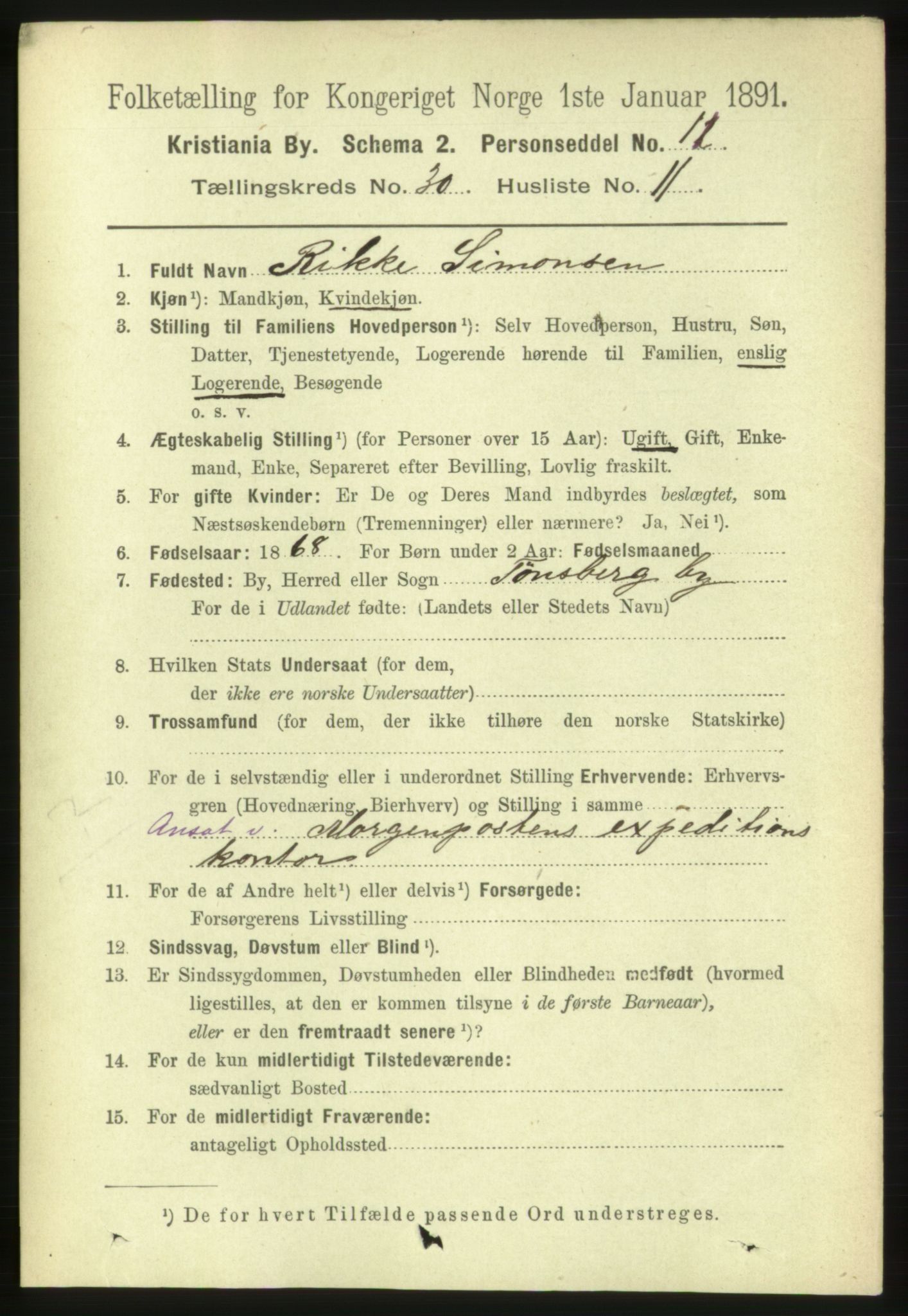 RA, 1891 census for 0301 Kristiania, 1891, p. 15837