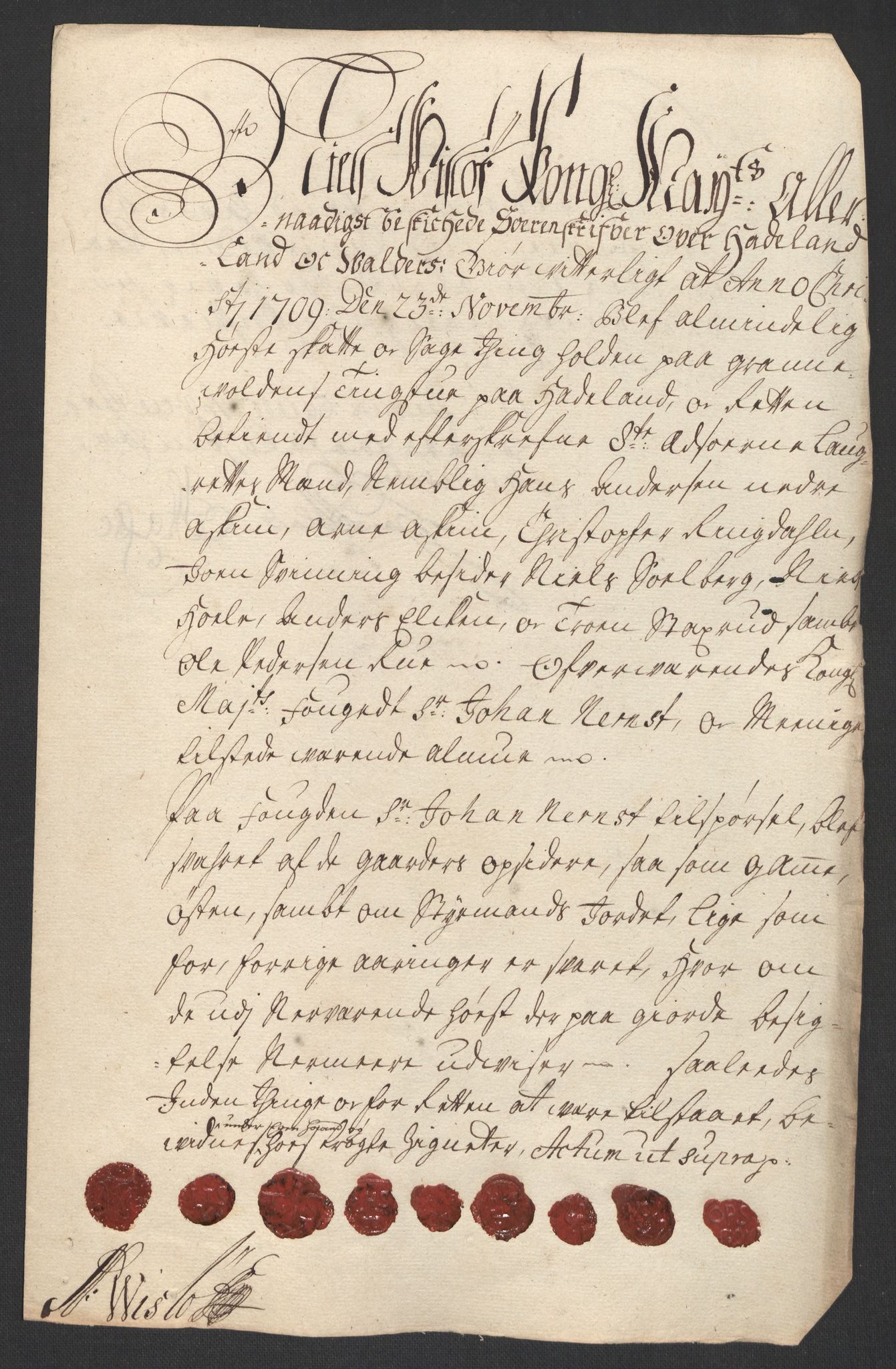 Rentekammeret inntil 1814, Reviderte regnskaper, Fogderegnskap, RA/EA-4092/R18/L1306: Fogderegnskap Hadeland, Toten og Valdres, 1709, p. 393