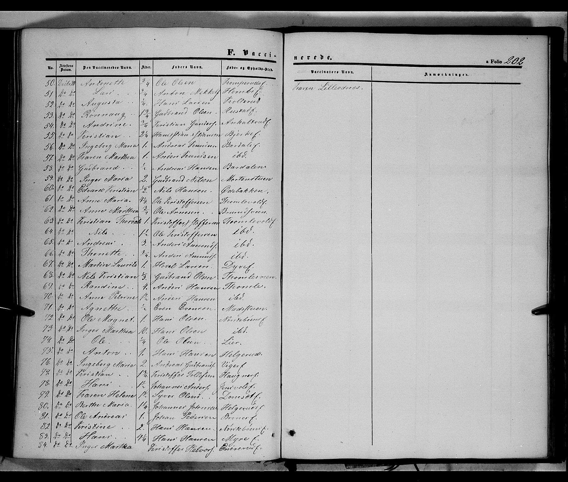 Land prestekontor, AV/SAH-PREST-120/H/Ha/Haa/L0010: Parish register (official) no. 10, 1847-1859, p. 202