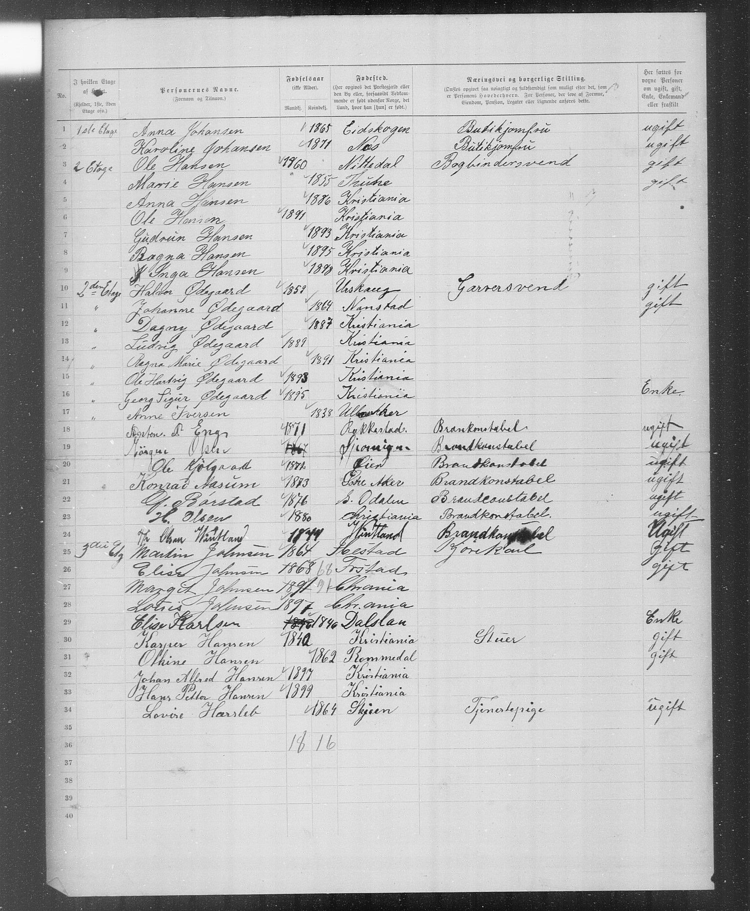 OBA, Municipal Census 1899 for Kristiania, 1899, p. 4394