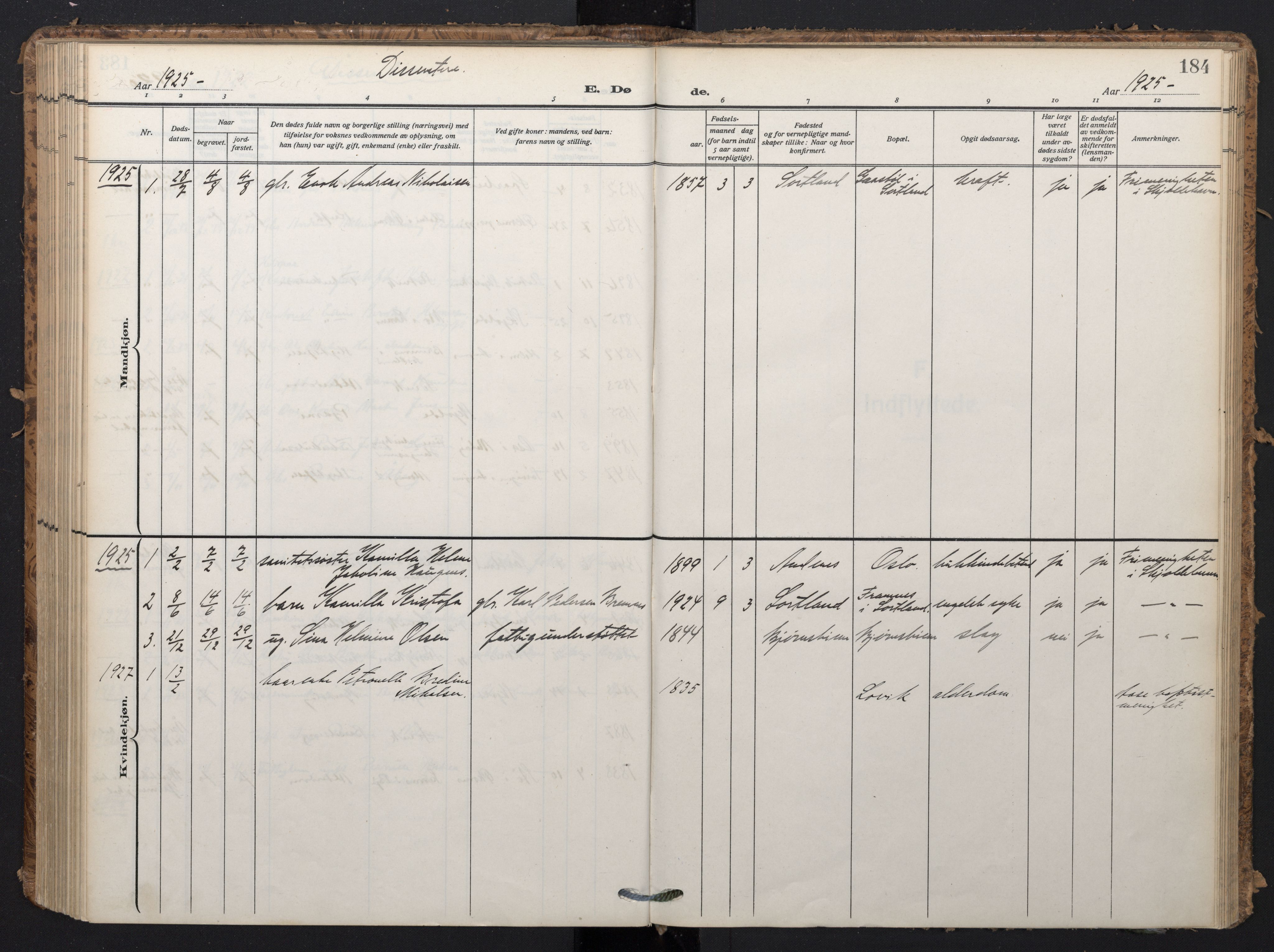 Ministerialprotokoller, klokkerbøker og fødselsregistre - Nordland, SAT/A-1459/898/L1423: Parish register (official) no. 898A03, 1909-1928, p. 184