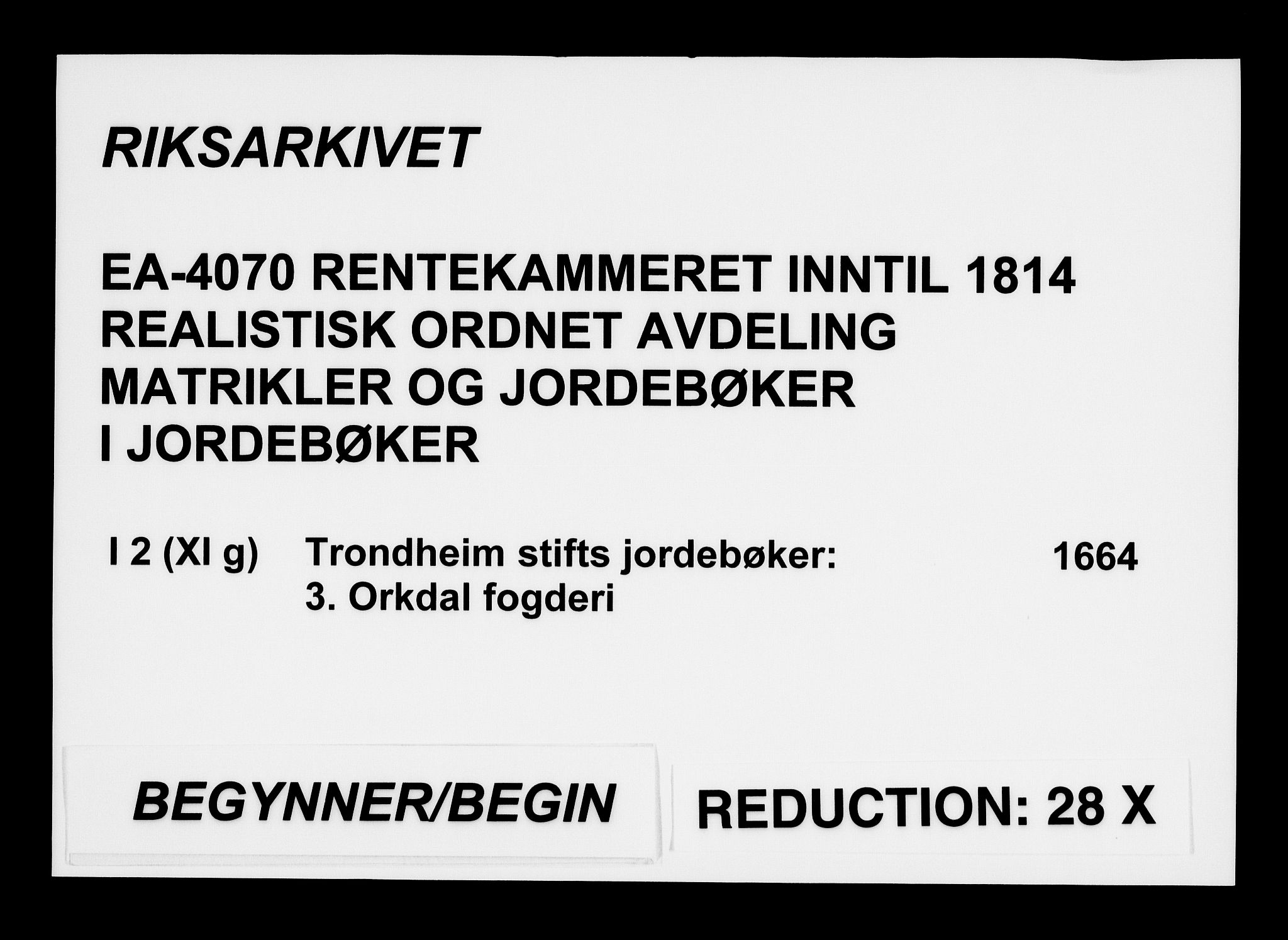 Rentekammeret inntil 1814, Realistisk ordnet avdeling, AV/RA-EA-4070/N/Na/L0002/0003: [XI g]: Trondheims stifts jordebøker: / Orkdal fogderi, 1664