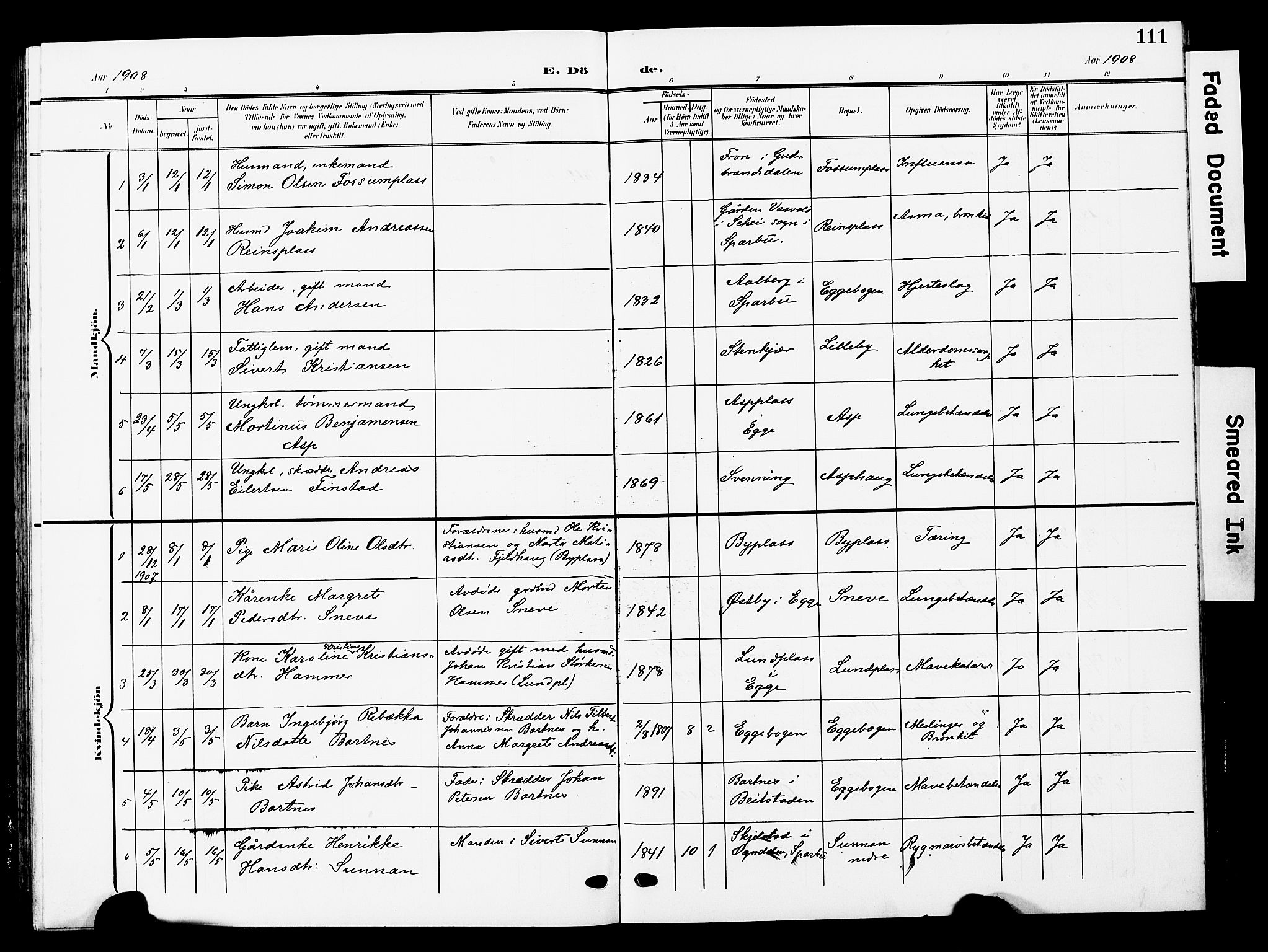 Ministerialprotokoller, klokkerbøker og fødselsregistre - Nord-Trøndelag, AV/SAT-A-1458/740/L0381: Parish register (copy) no. 740C02, 1903-1914, p. 111