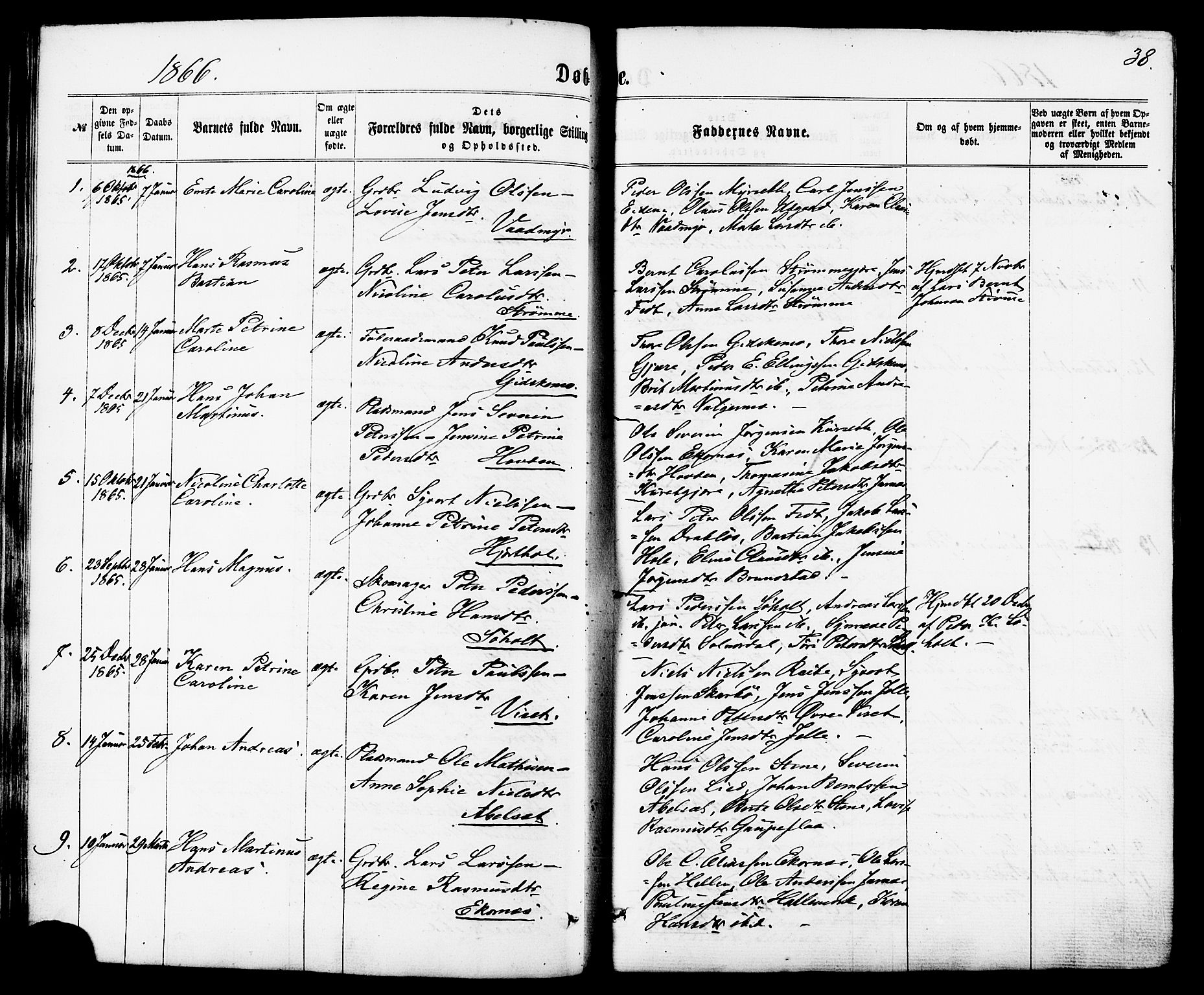 Ministerialprotokoller, klokkerbøker og fødselsregistre - Møre og Romsdal, SAT/A-1454/522/L0314: Parish register (official) no. 522A09, 1863-1877, p. 38