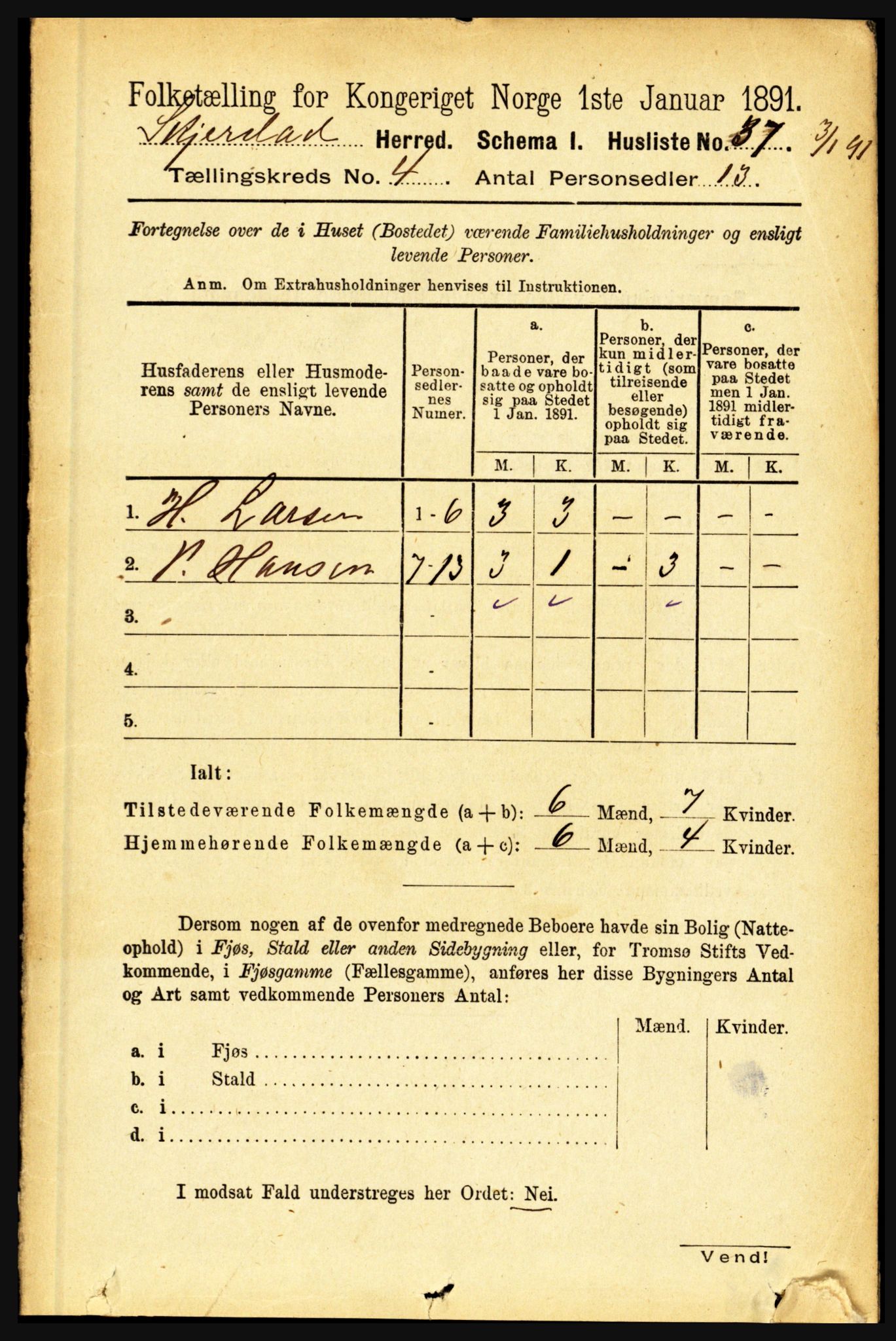 RA, 1891 census for 1842 Skjerstad, 1891, p. 1098