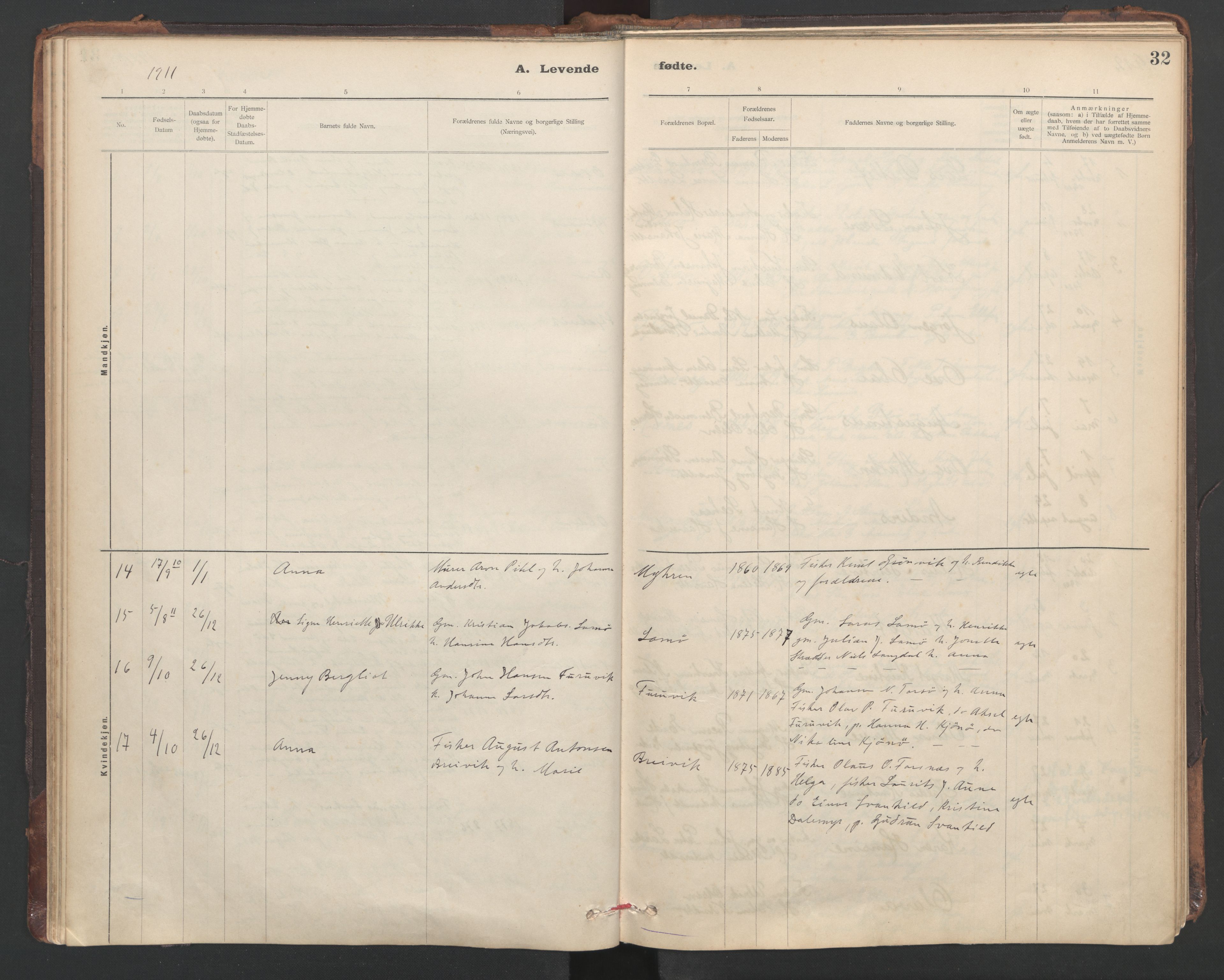 Ministerialprotokoller, klokkerbøker og fødselsregistre - Sør-Trøndelag, SAT/A-1456/635/L0552: Parish register (official) no. 635A02, 1899-1919, p. 32