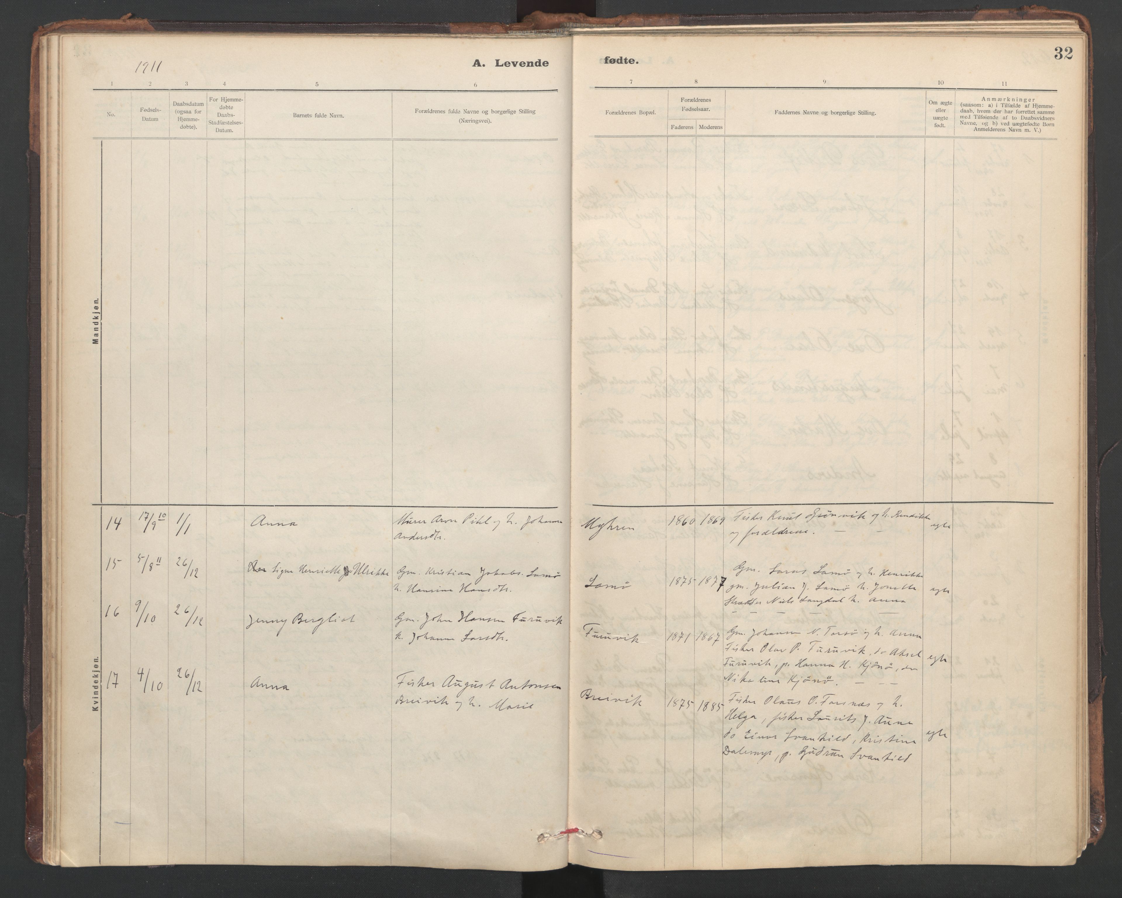 Ministerialprotokoller, klokkerbøker og fødselsregistre - Sør-Trøndelag, AV/SAT-A-1456/635/L0552: Parish register (official) no. 635A02, 1899-1919, p. 32