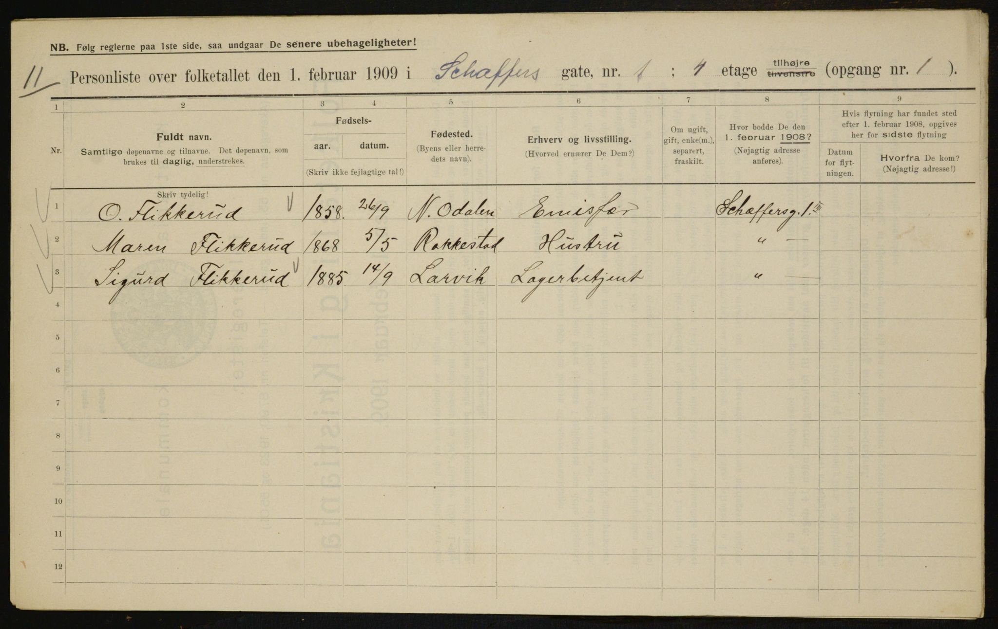 OBA, Municipal Census 1909 for Kristiania, 1909, p. 84380