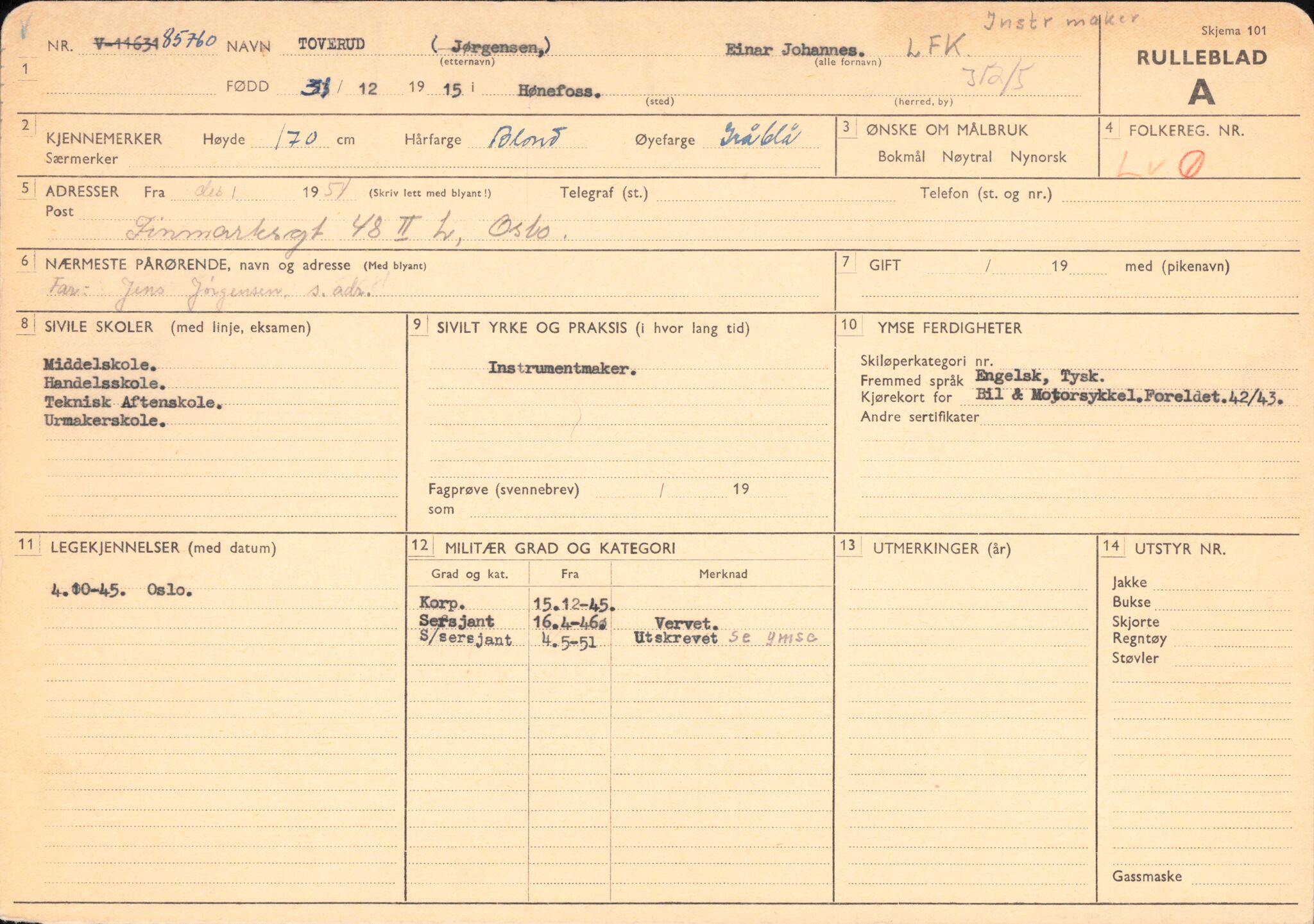 Forsvaret, Forsvarets overkommando/Luftforsvarsstaben, AV/RA-RAFA-4079/P/Pa/L0044: Personellpapirer, 1915, p. 351