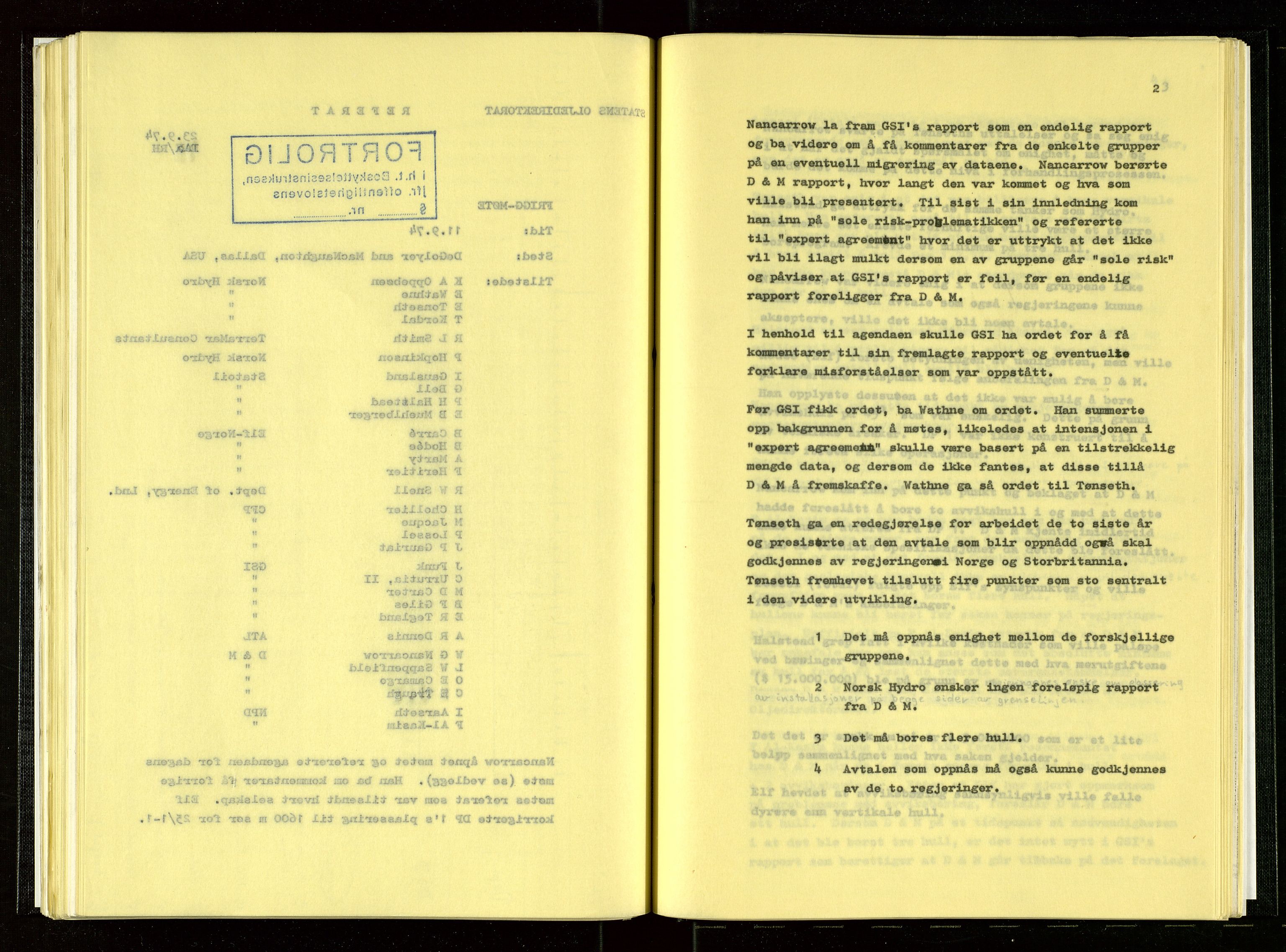 Oljedirektoratet, AV/SAST-A-101366/Aa/L0003: Referatprotokoller, 1974