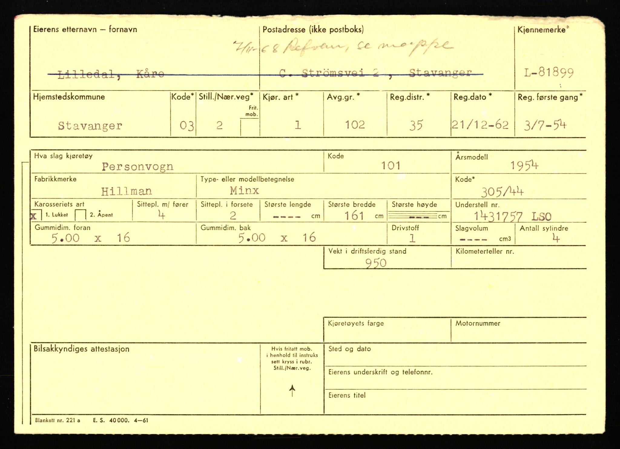 Stavanger trafikkstasjon, AV/SAST-A-101942/0/F/L0071: L-80500 - L-82199, 1930-1971, p. 2325