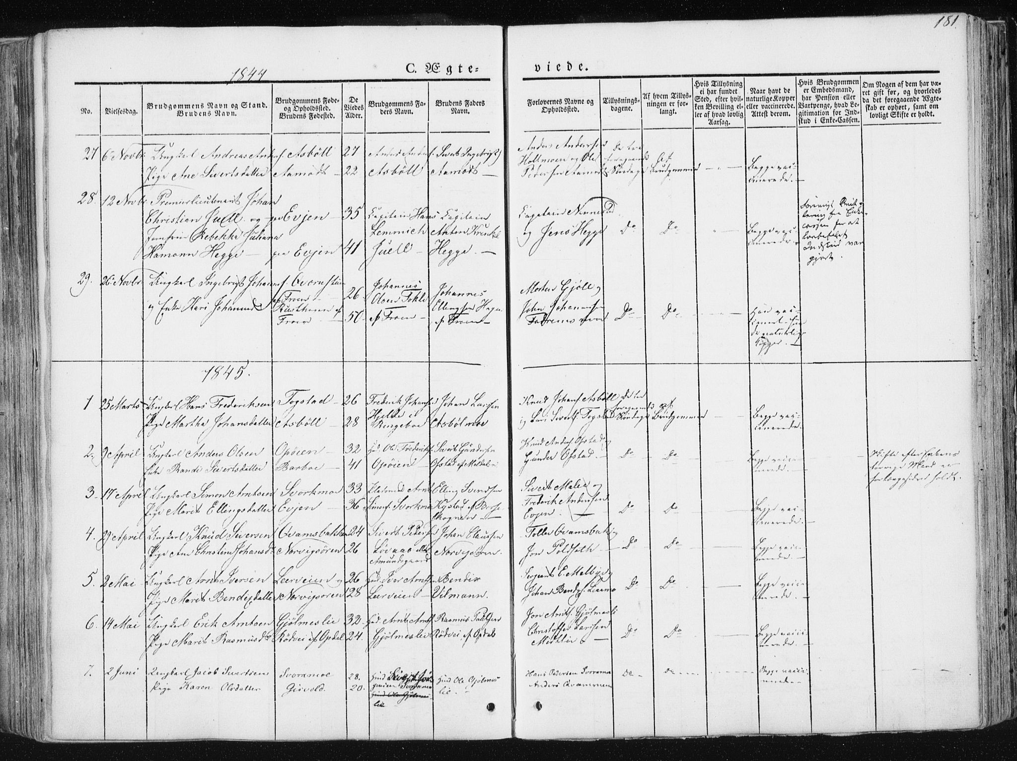 Ministerialprotokoller, klokkerbøker og fødselsregistre - Sør-Trøndelag, SAT/A-1456/668/L0805: Parish register (official) no. 668A05, 1840-1853, p. 181