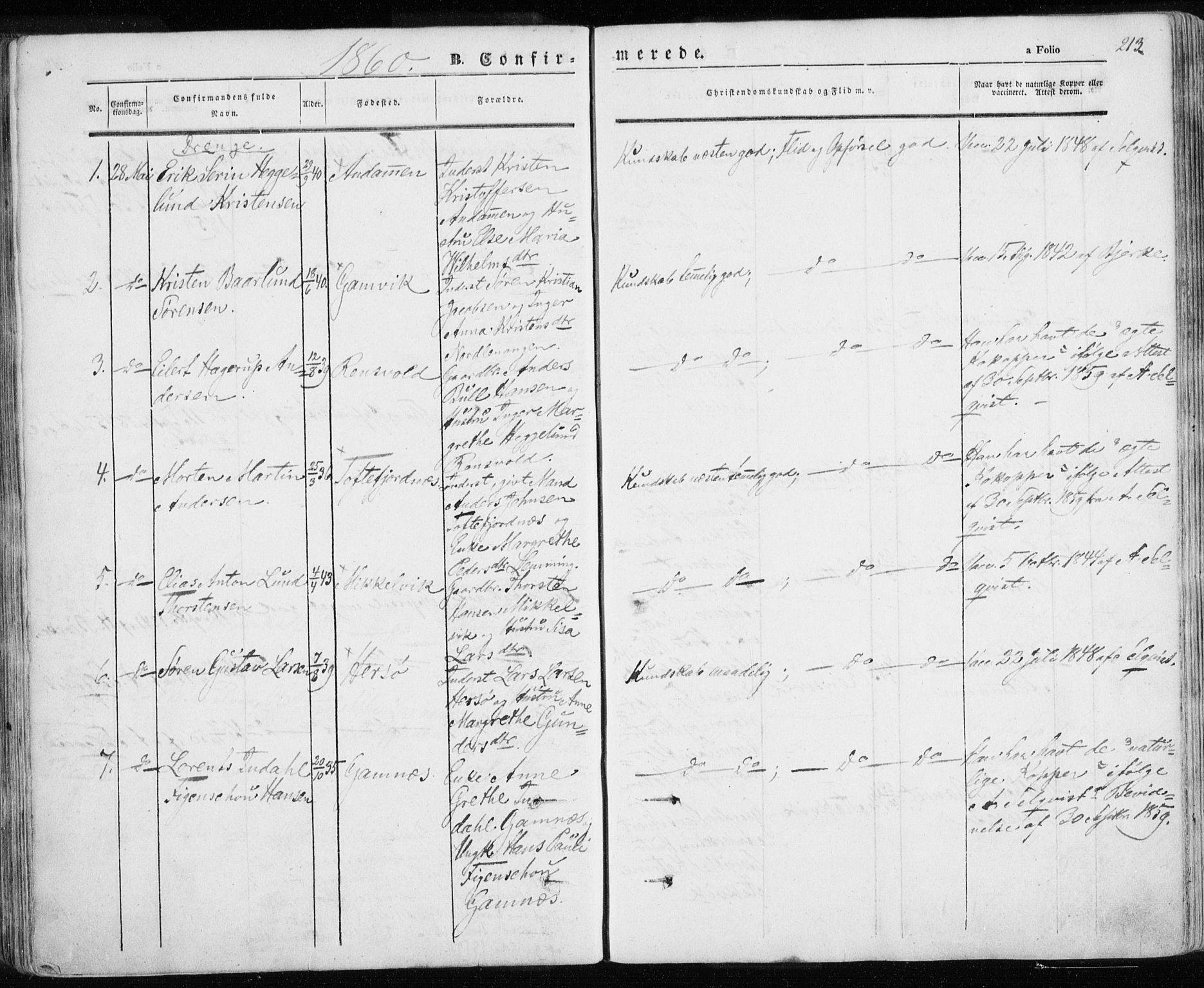 Karlsøy sokneprestembete, SATØ/S-1299/H/Ha/Haa/L0003kirke: Parish register (official) no. 3, 1843-1860, p. 213