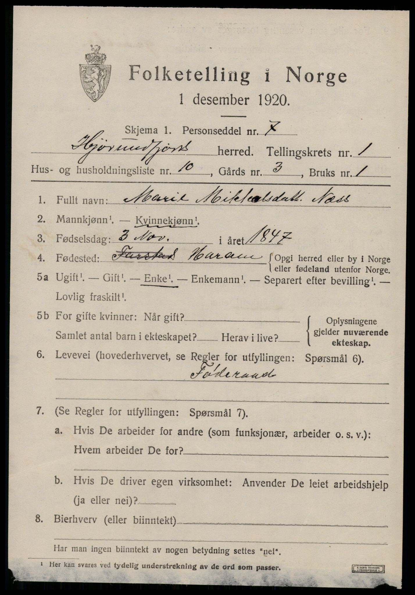 SAT, 1920 census for Hjørundfjord, 1920, p. 745