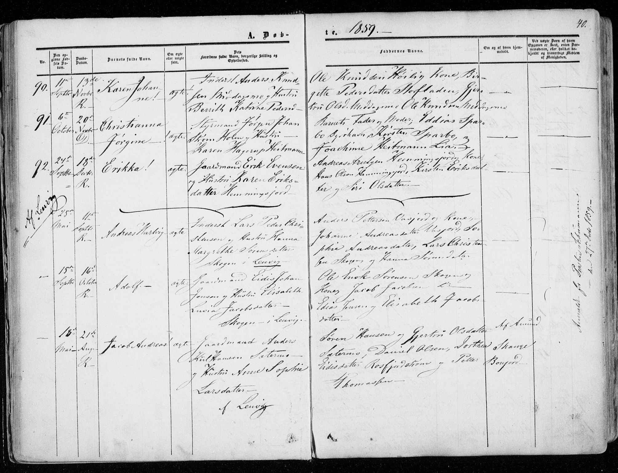 Tranøy sokneprestkontor, AV/SATØ-S-1313/I/Ia/Iaa/L0007kirke: Parish register (official) no. 7, 1856-1866, p. 40