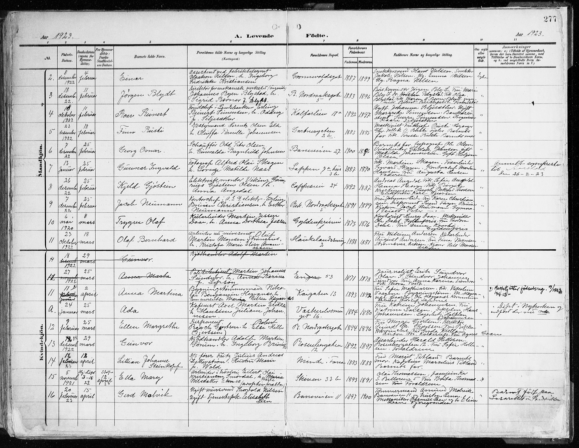 Domkirken sokneprestembete, SAB/A-74801/H/Haa/L0025: Parish register (official) no. B 8, 1903-1925, p. 277