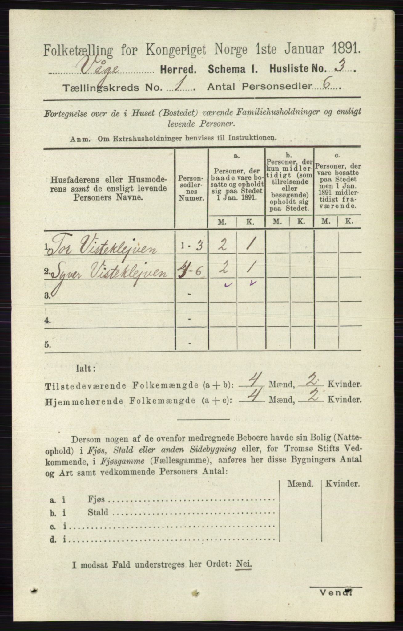 RA, 1891 census for 0515 Vågå, 1891, p. 34