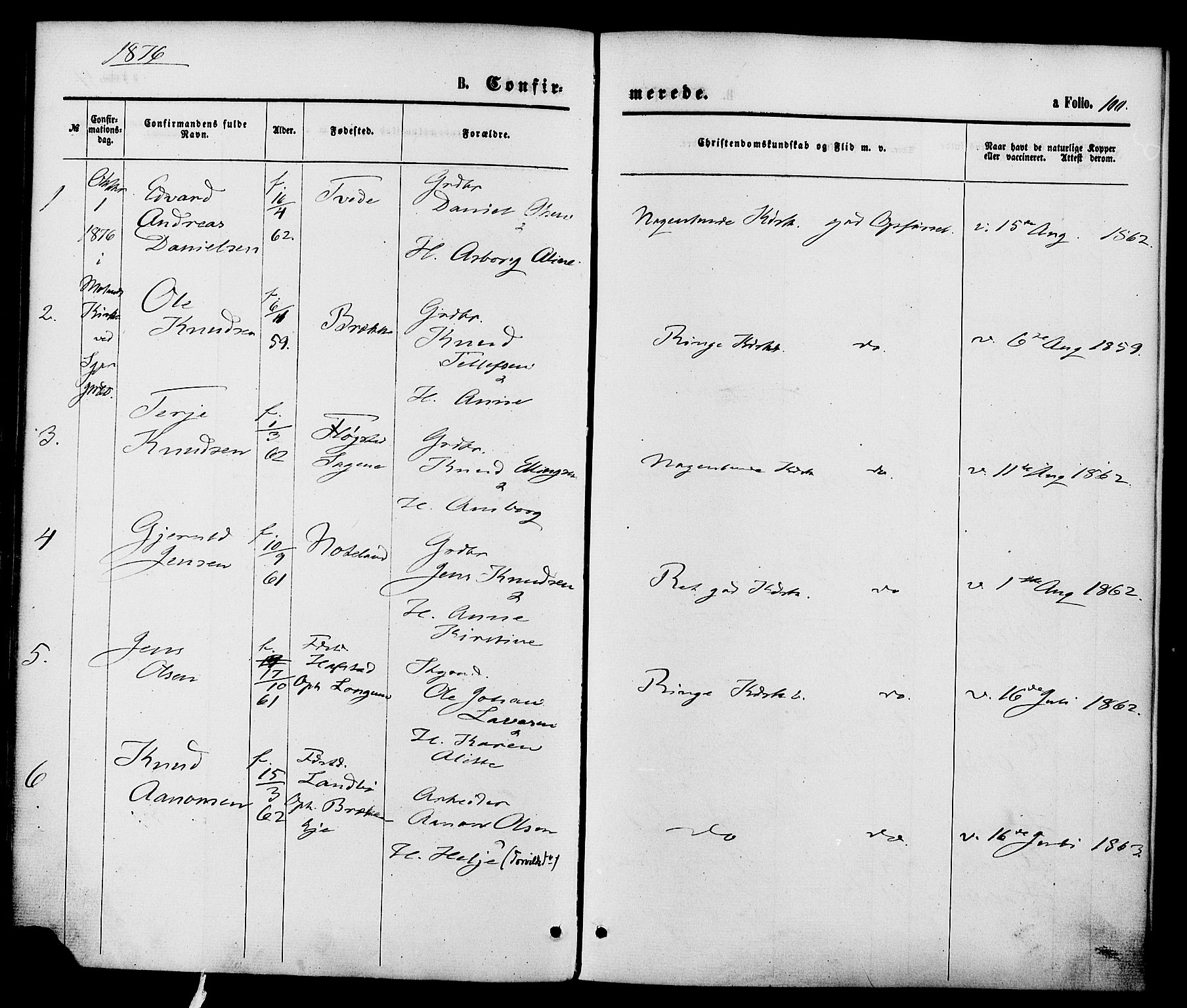 Austre Moland sokneprestkontor, AV/SAK-1111-0001/F/Fa/Faa/L0009: Parish register (official) no. A 9, 1869-1879, p. 100