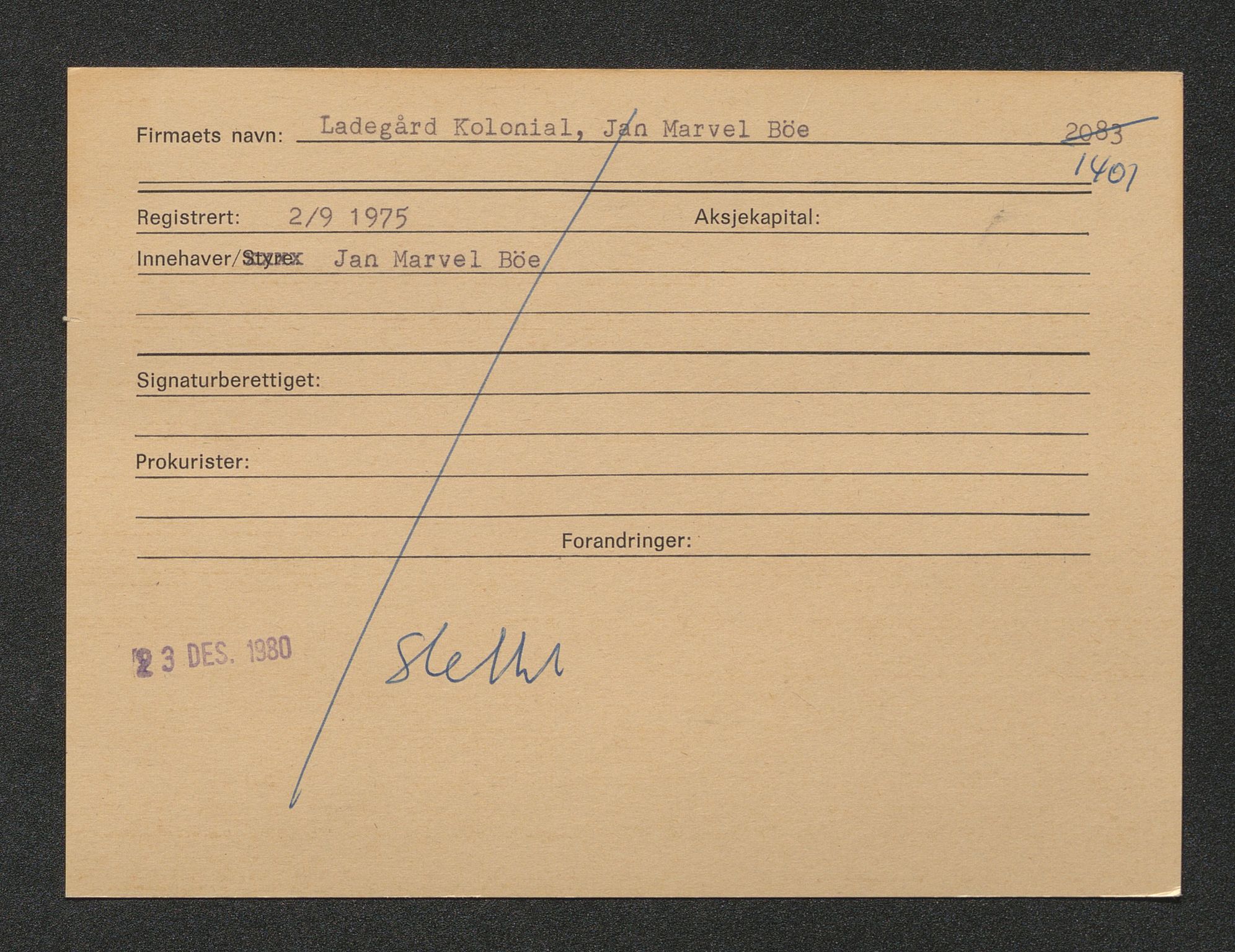 Stavanger byfogd, AV/SAST-A-101408/001/4/42/422/4221A/L0003: Register over slettede firma H-J, 1891-1987, p. 3