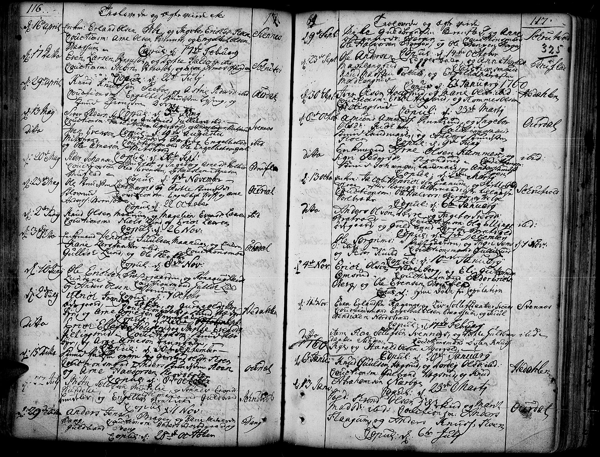 Aurdal prestekontor, AV/SAH-PREST-126/H/Ha/Haa/L0004: Parish register (official) no. 4, 1730-1762, p. 116-117