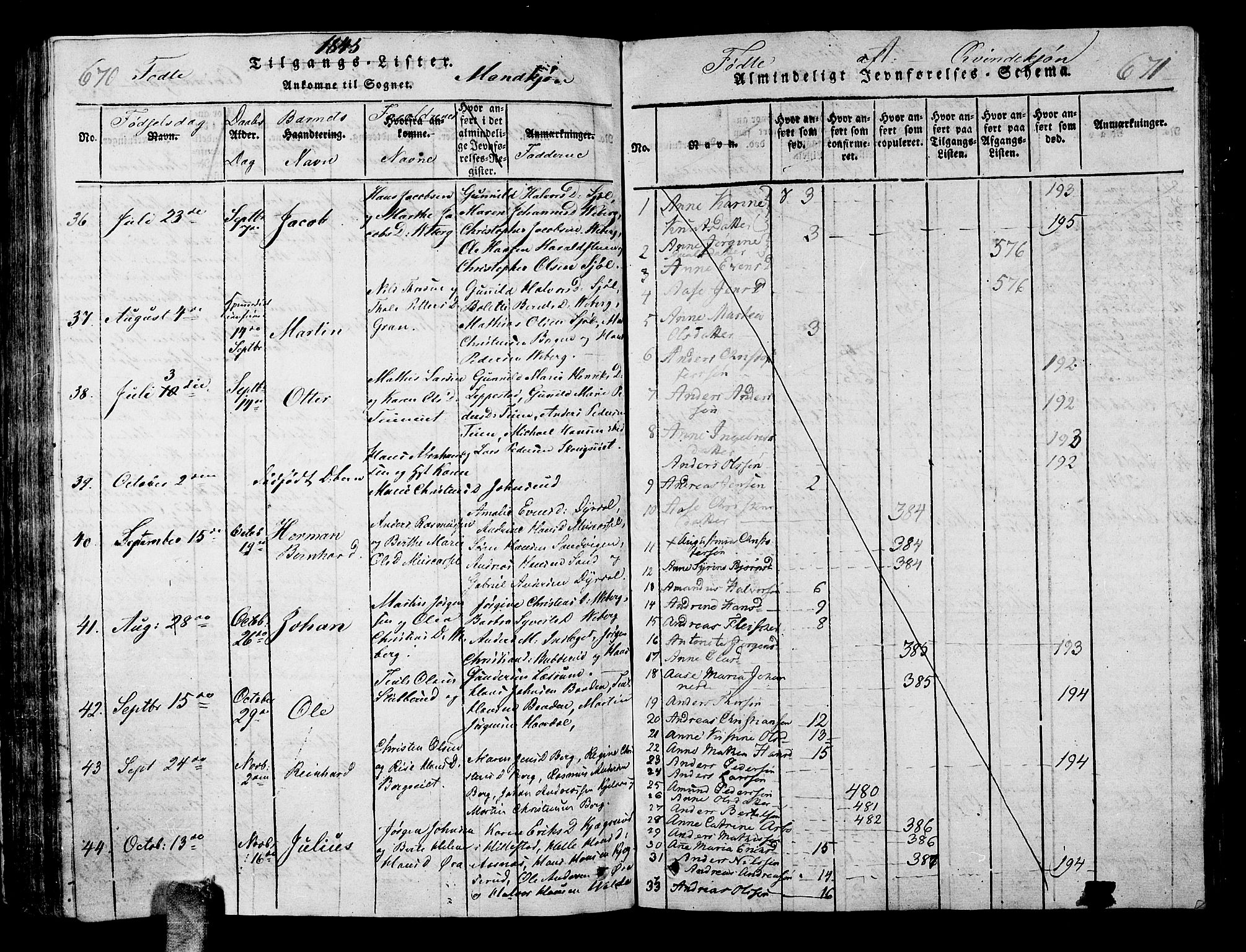 Sande Kirkebøker, SAKO/A-53/G/Ga/L0001: Parish register (copy) no. 1, 1814-1847, p. 670-671