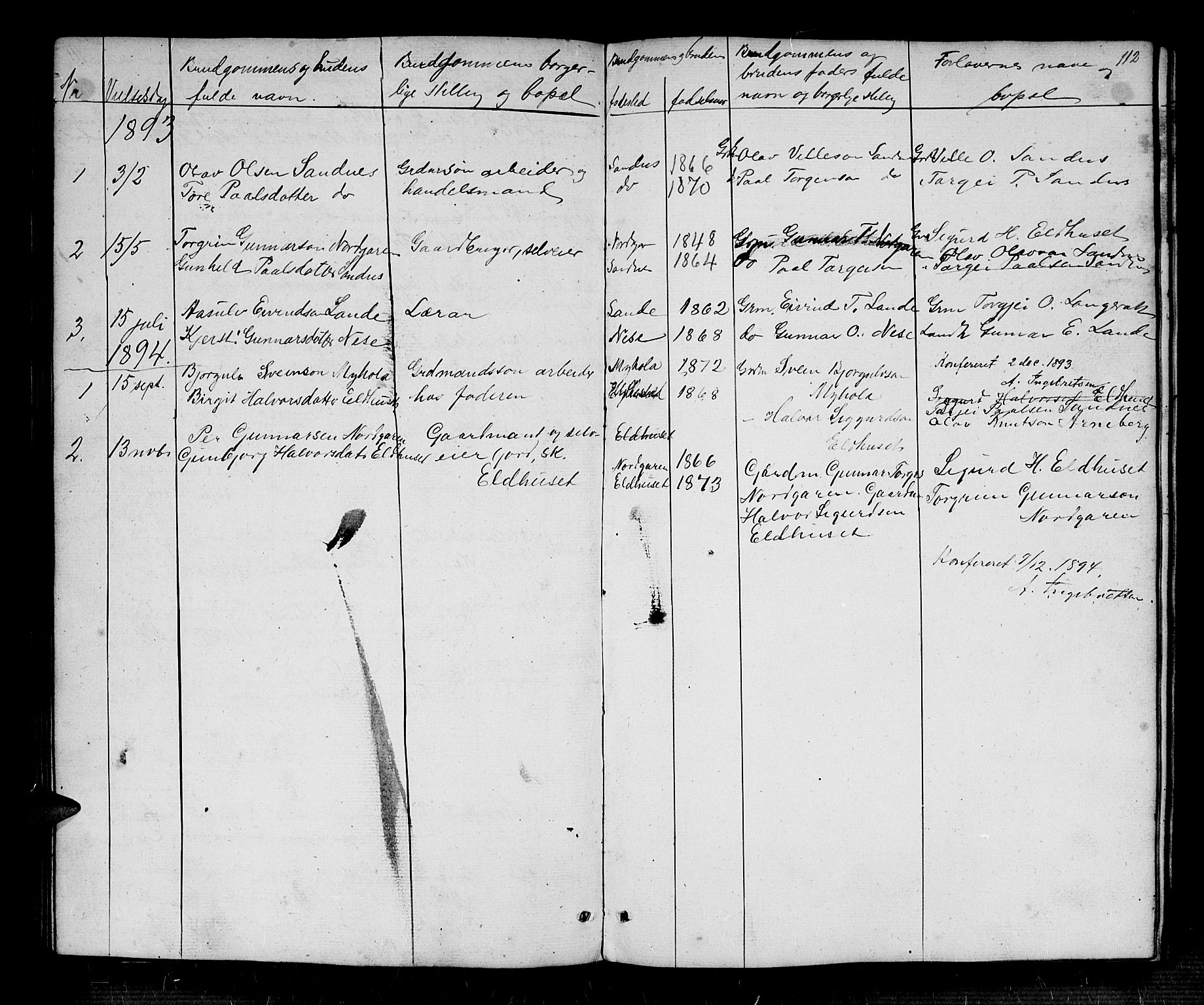 Bygland sokneprestkontor, AV/SAK-1111-0006/F/Fb/Fbc/L0001: Parish register (copy) no. B 1, 1848-1894, p. 112