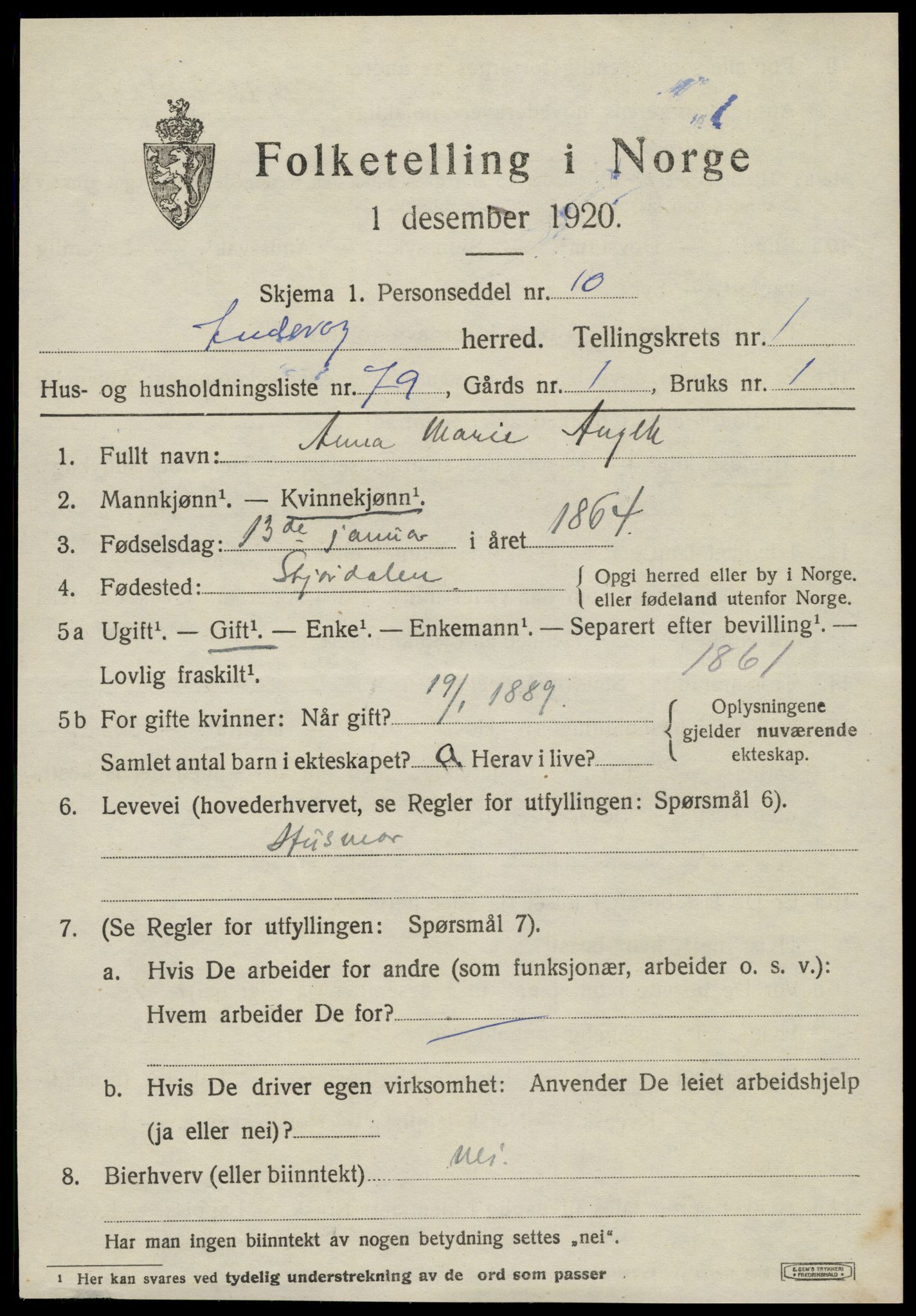 SAT, 1920 census for Inderøy, 1920, p. 1835