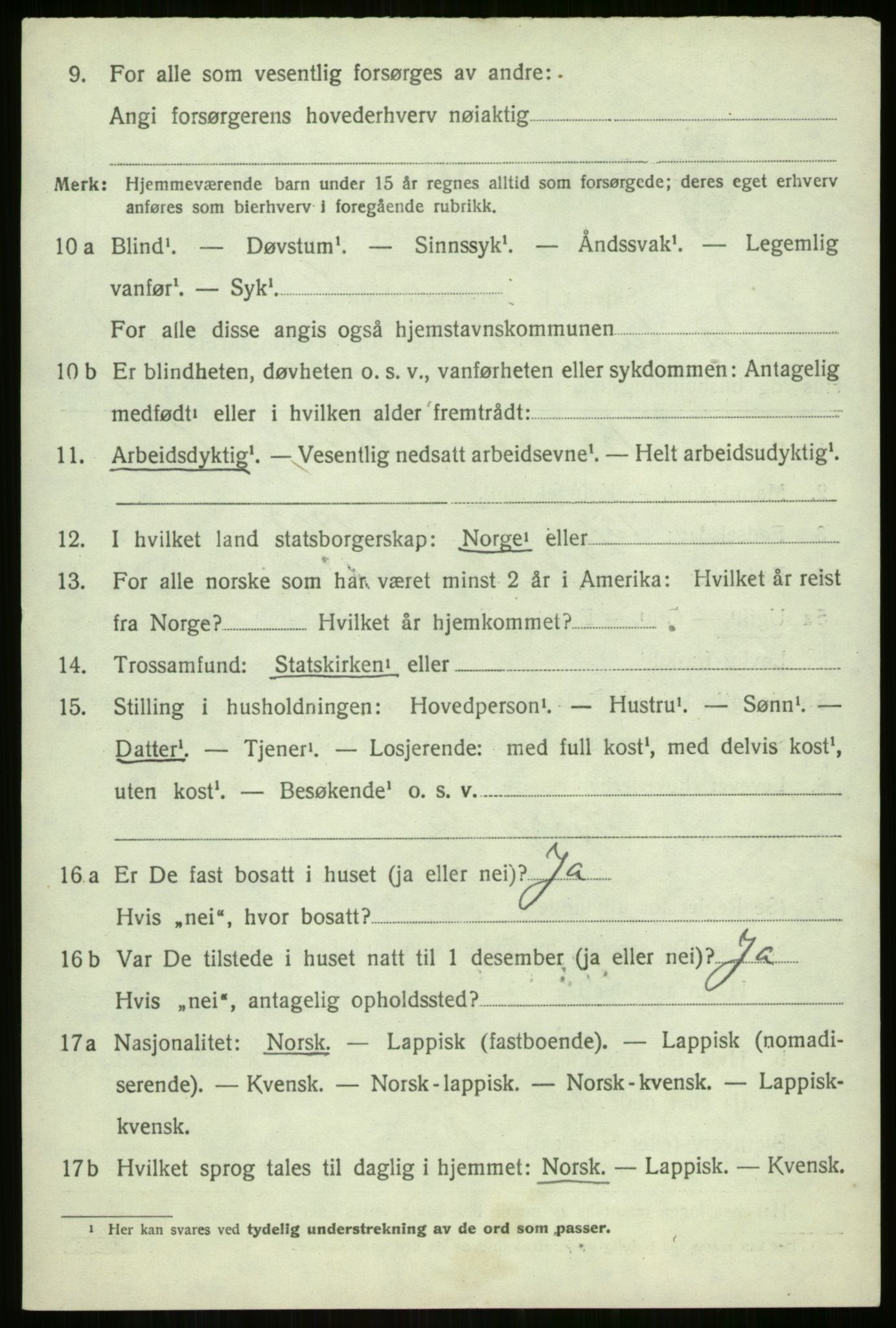 SATØ, 1920 census for Malangen, 1920, p. 3118